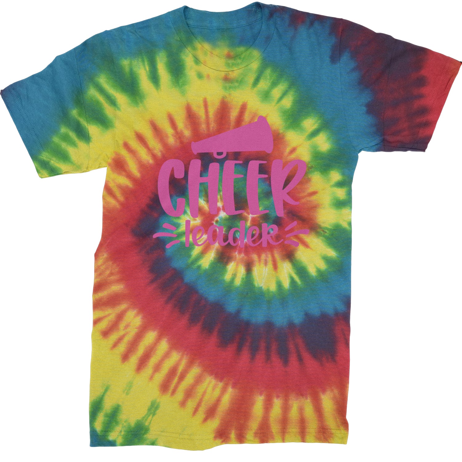 Cheerleader Bullhorn Mens T-shirt Tie-Dye Rainbow Reactive