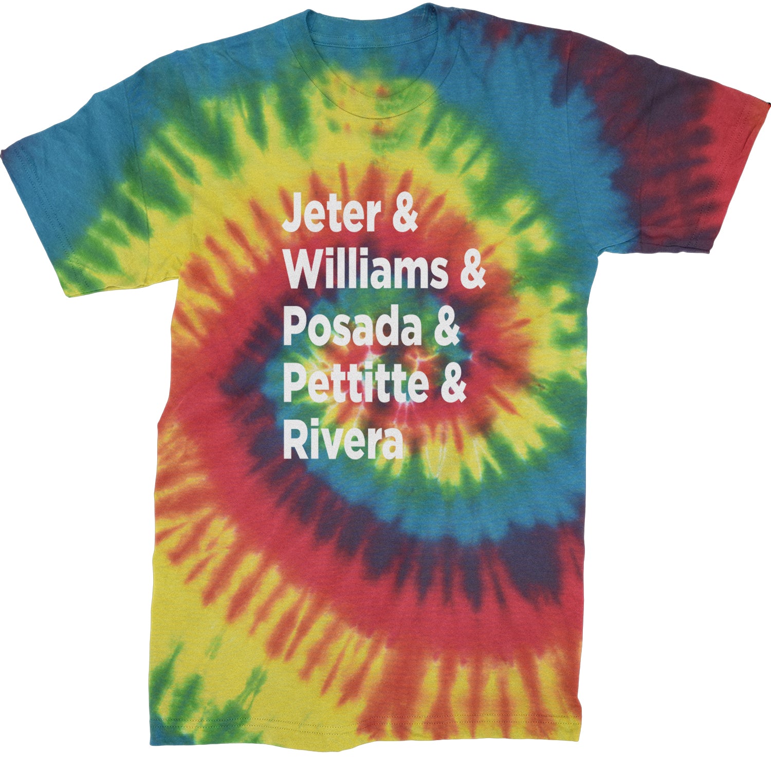 Jeter & Williams & Posada & Pettitte & Rivera Mens T-shirt Tie-Dye Rainbow Reactive