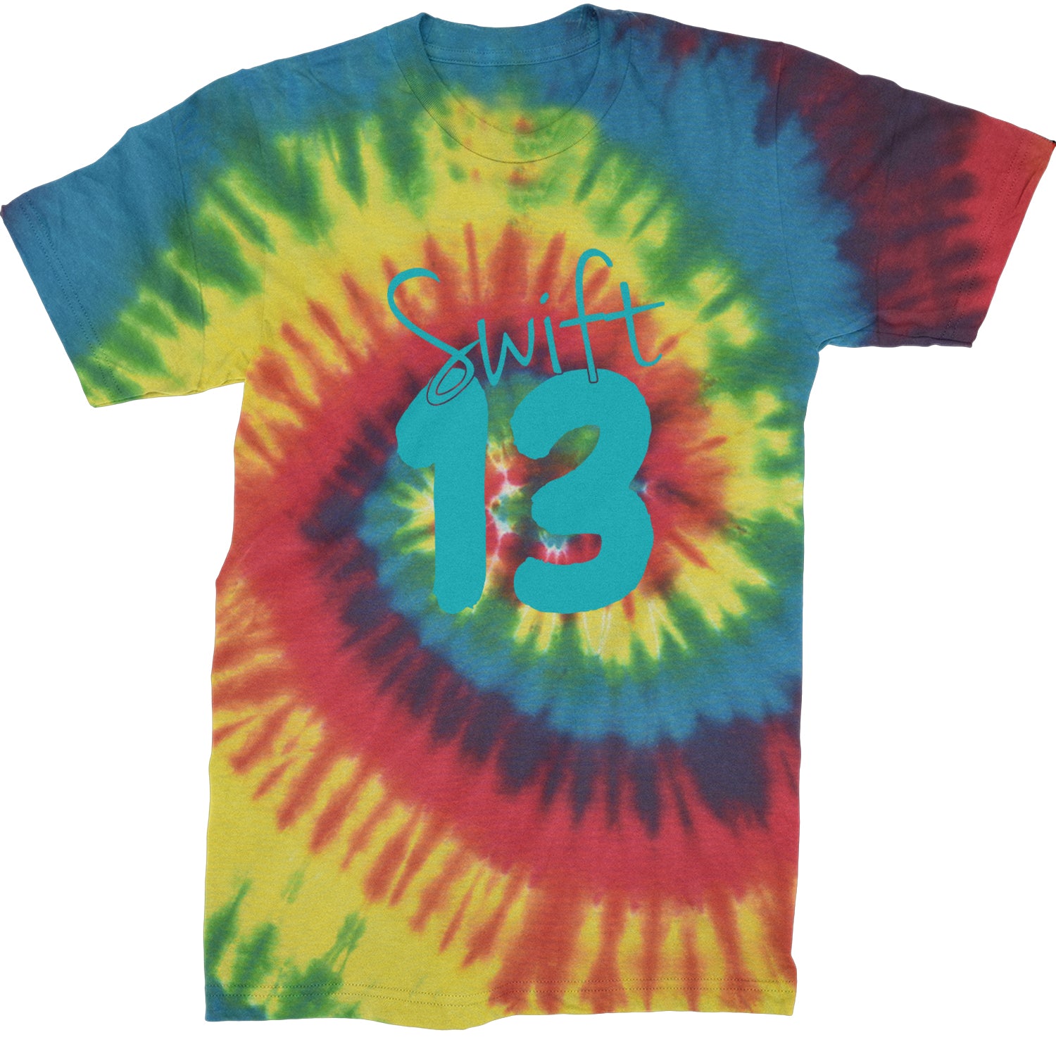 13 Swift 13 Lucky Number Era TTPD Mens T-shirt Tie-Dye Rainbow Reactive