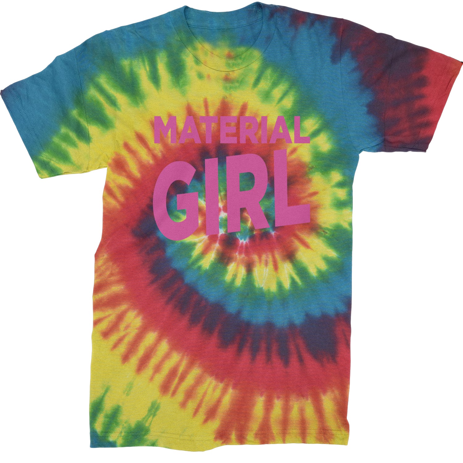 Material Girl 80's Retro Celebration Mens T-shirt Tie-Dye Rainbow Reactive