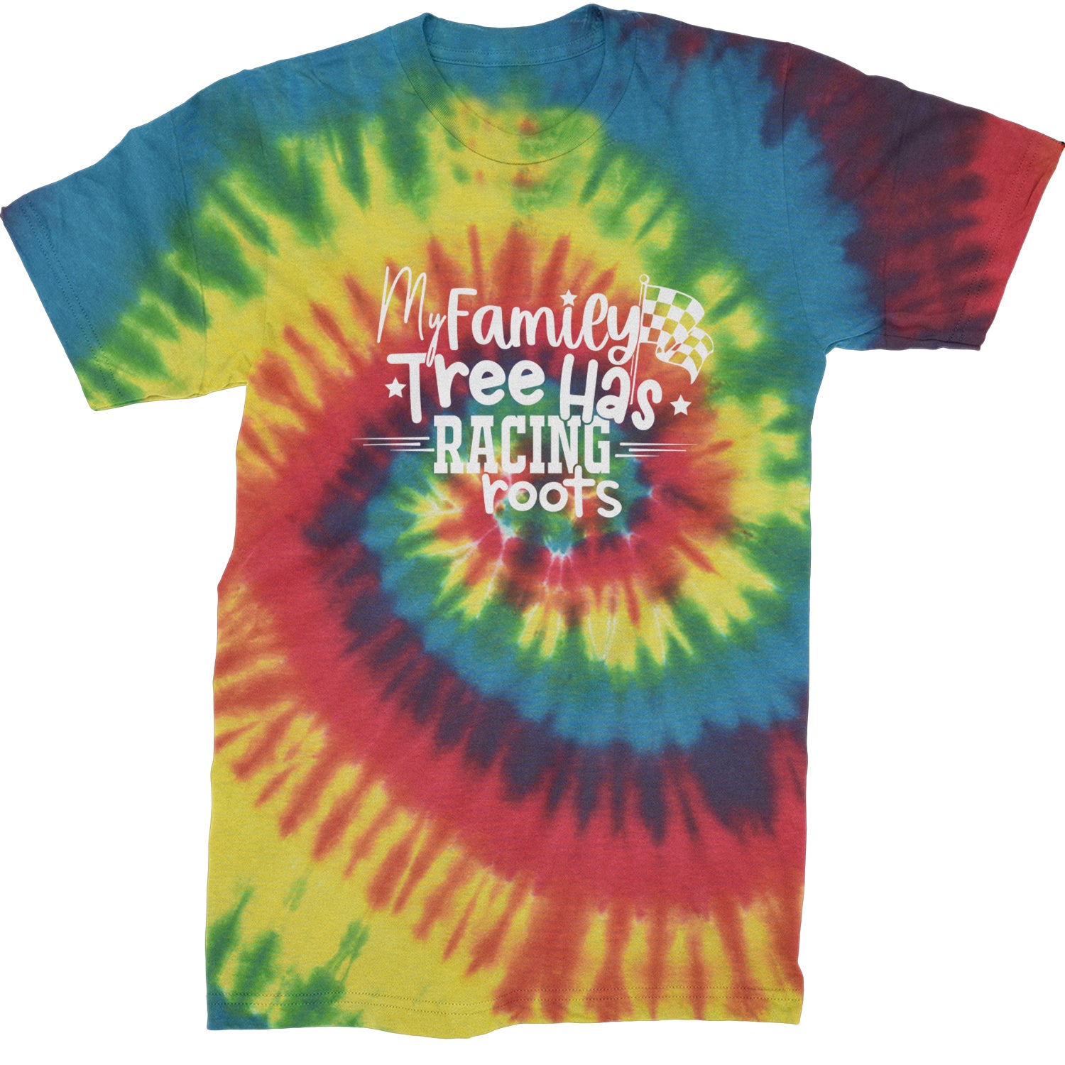 My Family Tree Has Racing Roots Mens T-shirt Tie-Dye Rainbow Reactive