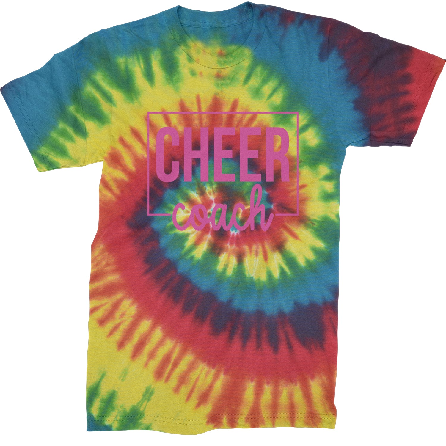 Cheer Coach Cheerleader Mens T-shirt Tie-Dye Rainbow Reactive