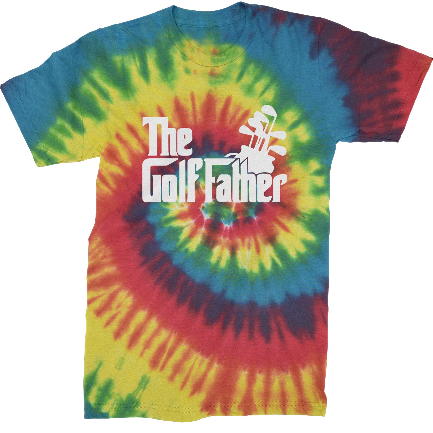 The Golf Father Golfing Dad  Mens T-shirt Tie-Dye Rainbow Reactive