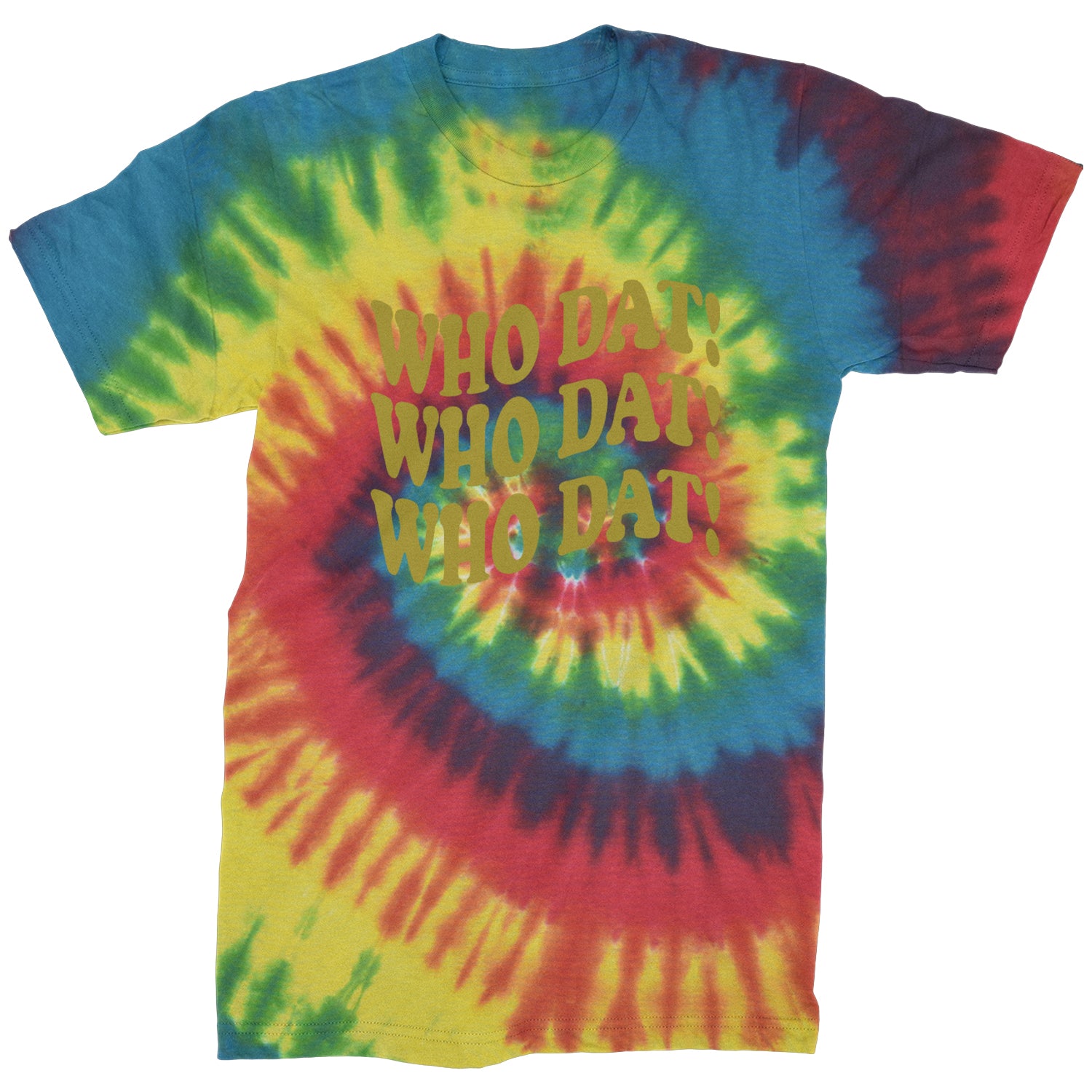 Who Dat Wavy Design Who Dat Nation Mens T-shirt Tie-Dye Rainbow Reactive