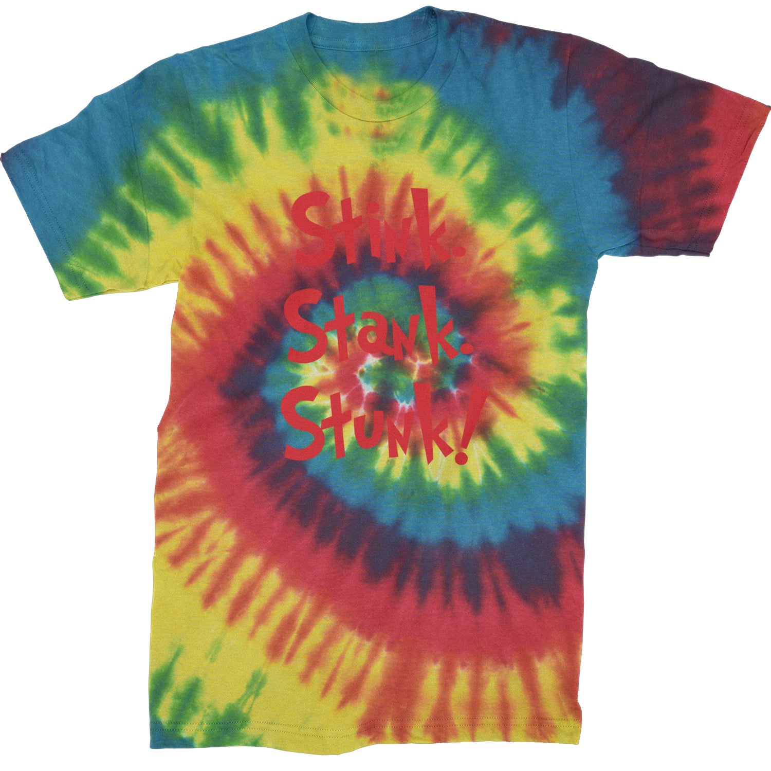 Stink Stank Stunk Gr-nch  Mens T-shirt Tie-Dye Rainbow Reactive