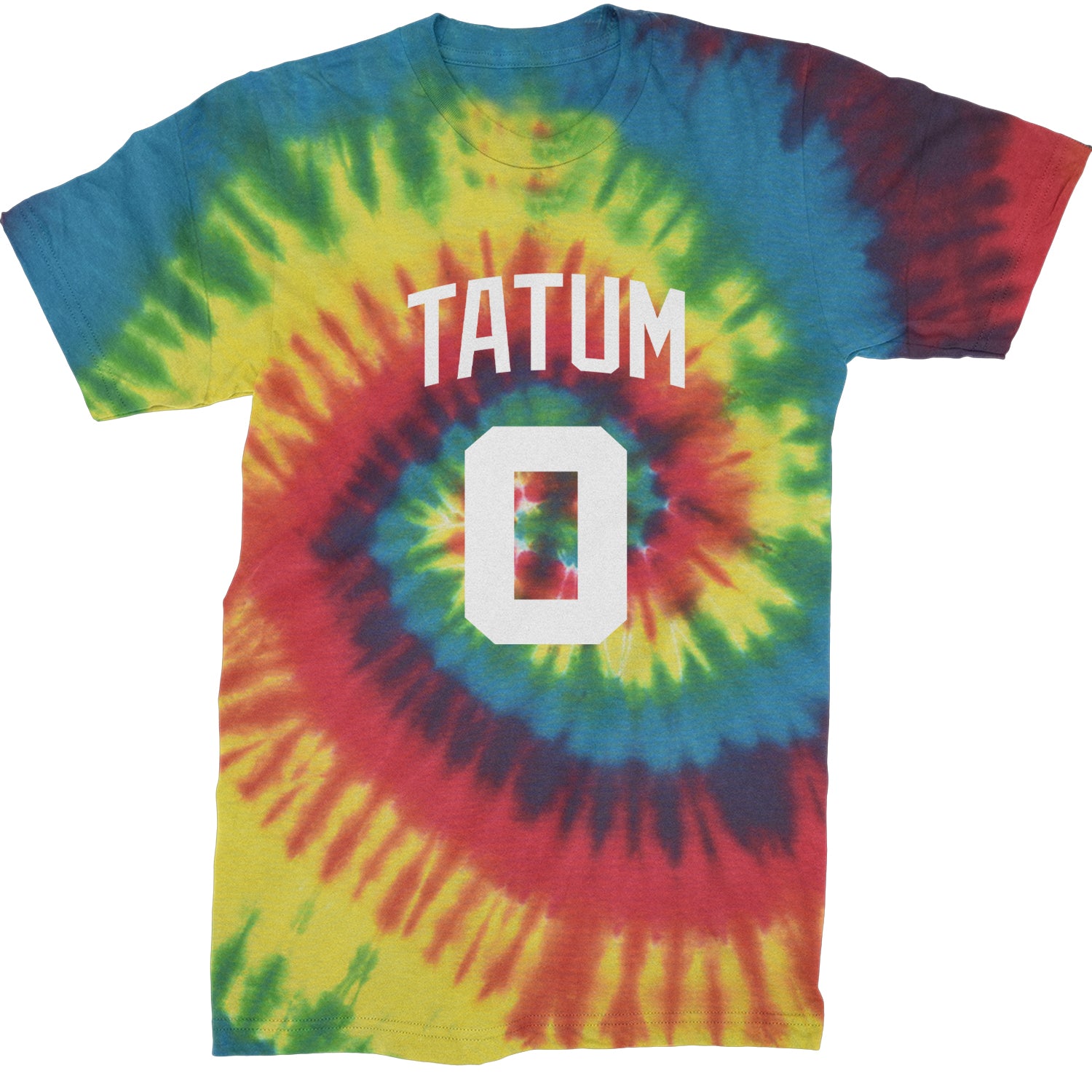 Tatum #0 Boston Basketball Mens T-shirt Tie-Dye Rainbow Reactive