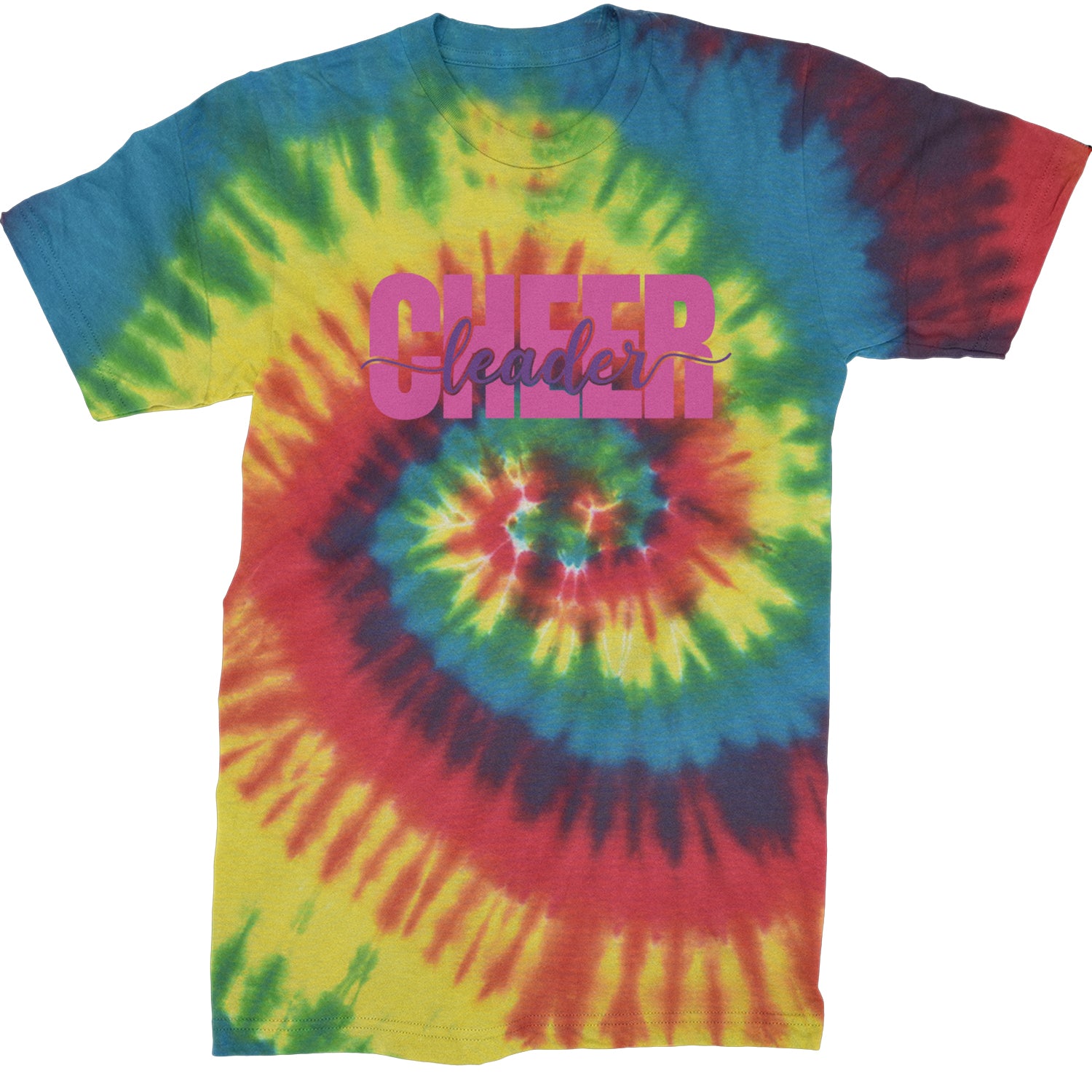 Cheerleader with Scripted Flair Mens T-shirt Tie-Dye Rainbow Reactive