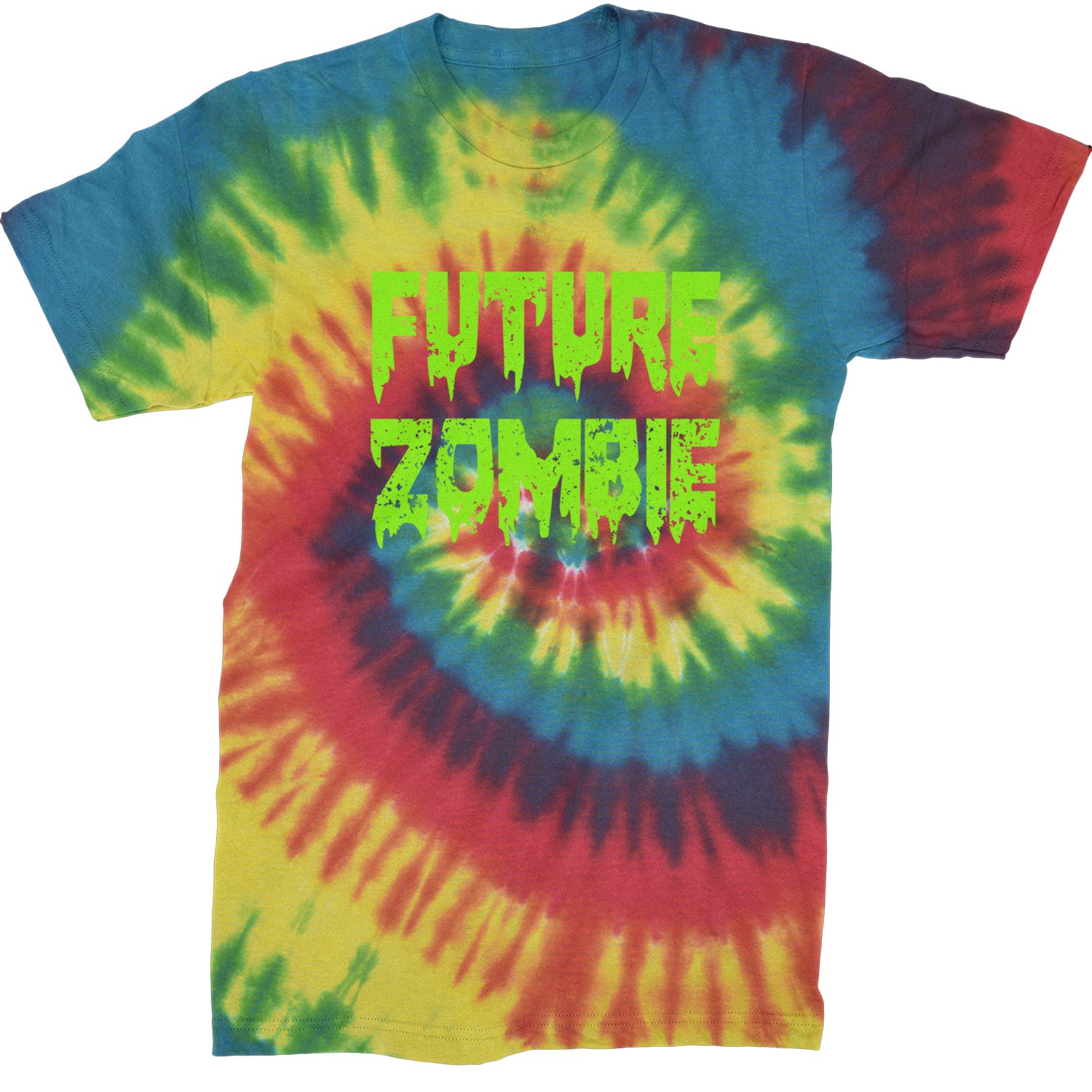 Future Zombie Horror Mens T-shirt Tie-Dye Rainbow Reactive