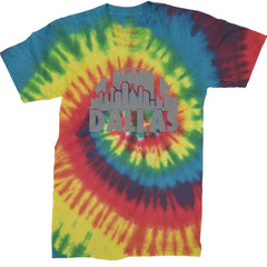 Dallas Texas Skyline Mens T-shirt Tie-Dye Rainbow Reactive