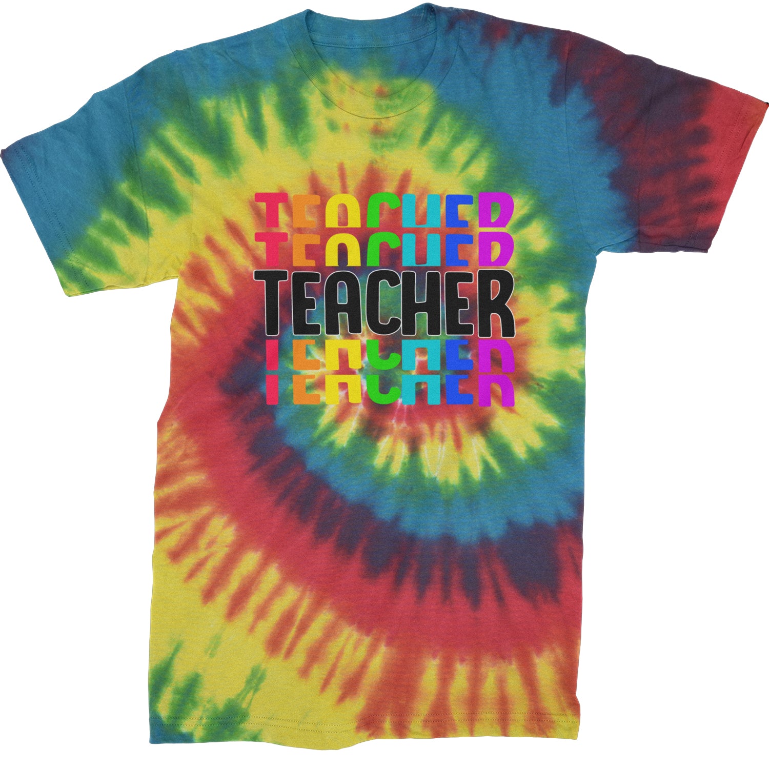 Teacher Repeated Rainbow Pattern  Mens T-shirt Tie-Dye Rainbow Reactive