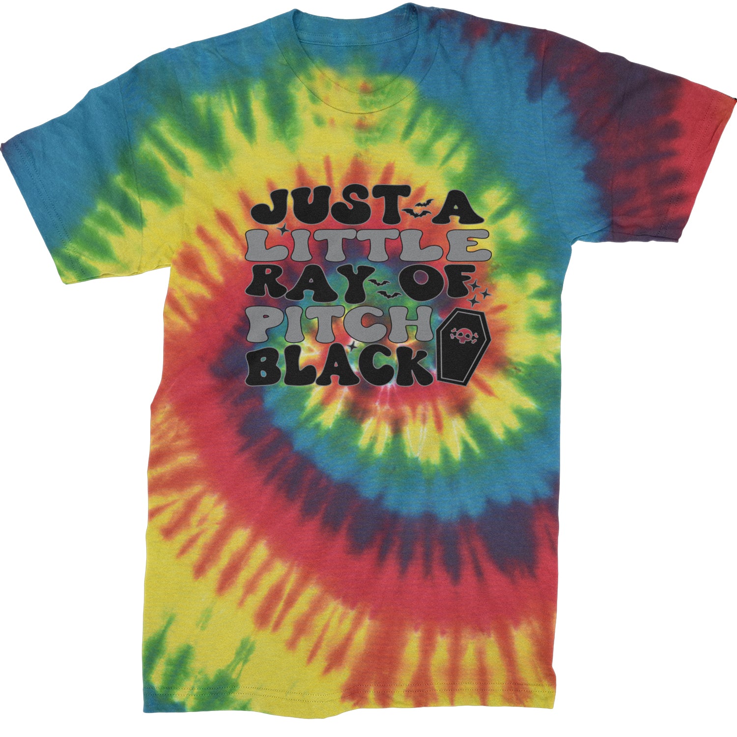 Just A Little Ray of Pitch Black Mens T-shirt Tie-Dye Rainbow Reactive