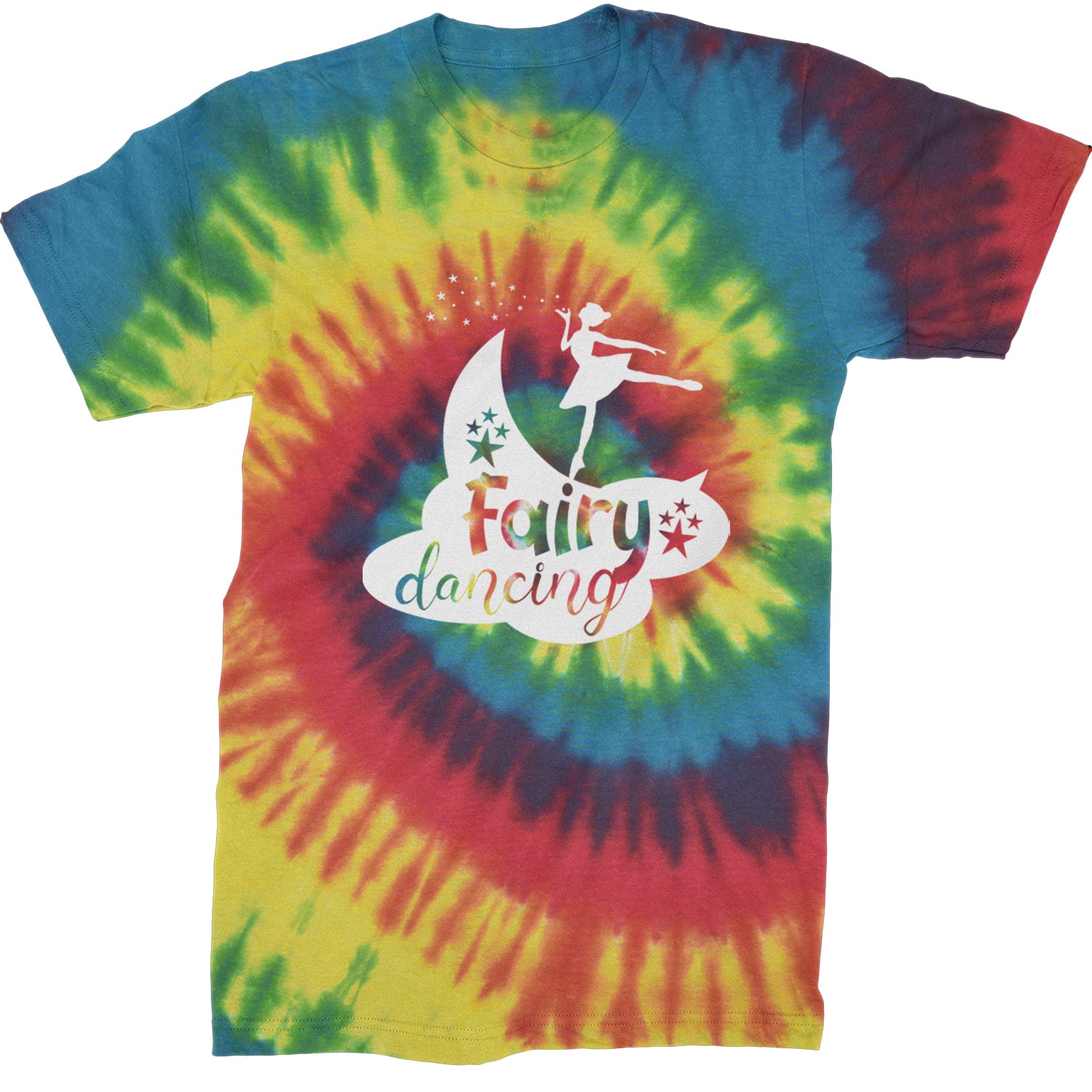 Fairy Dancing Mens T-shirt Tie-Dye Rainbow Reactive