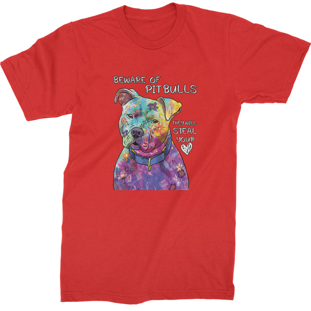 Beware Of Pit Bulls, They Will Steal Your Heart  Mens T-shirt Red
