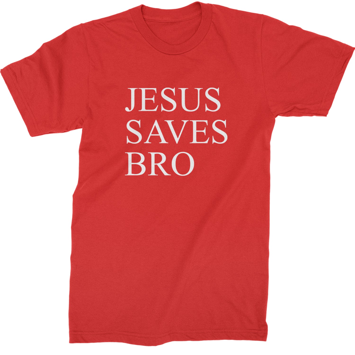 Jesus Saves Bro  Mens T-shirt Red