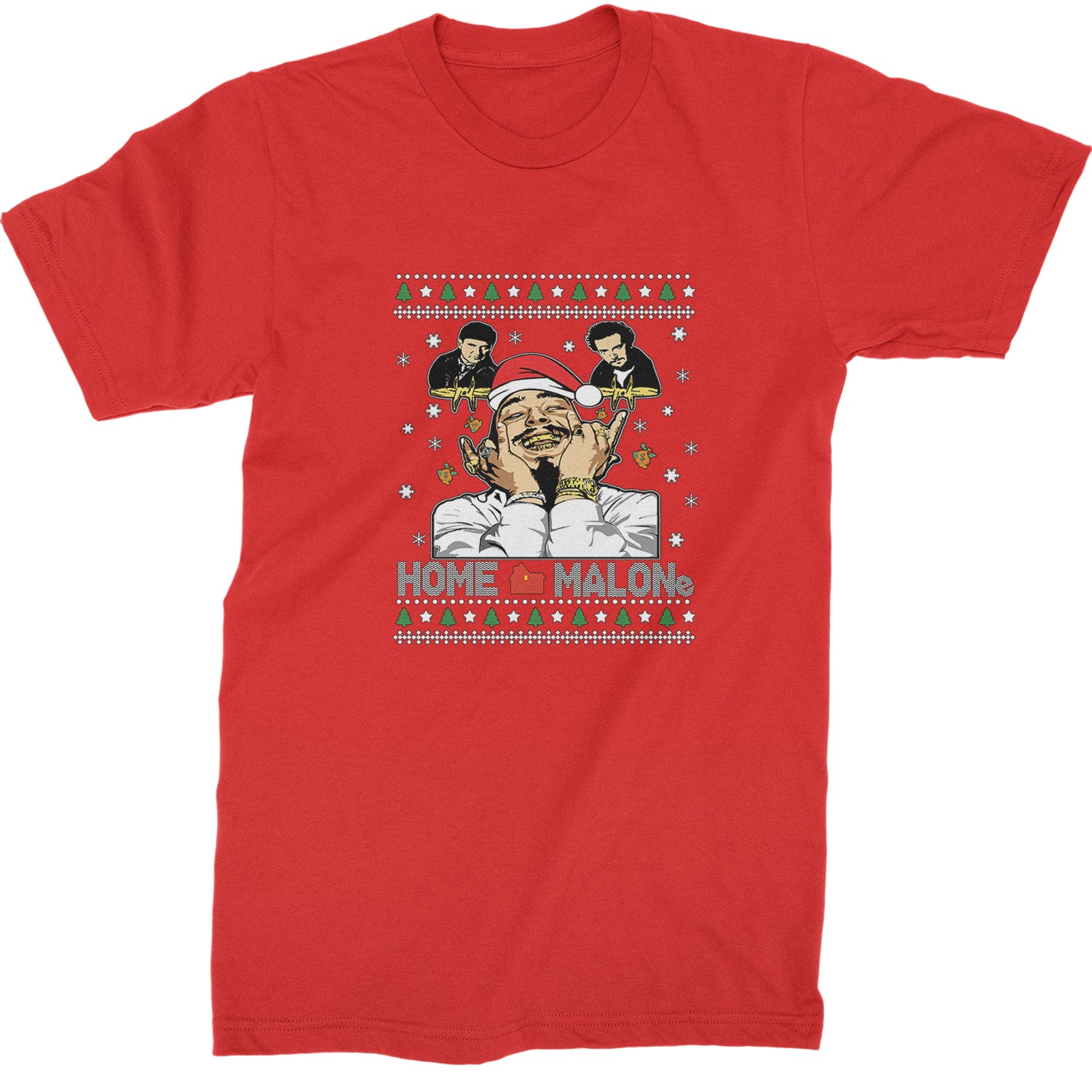 Home Malone Ugly Christmas  Mens T-shirt Red