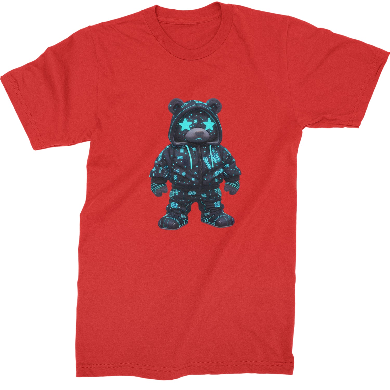 Starry Eyed Vaporwave Urban Graffiti Bear  Mens T-shirt Red