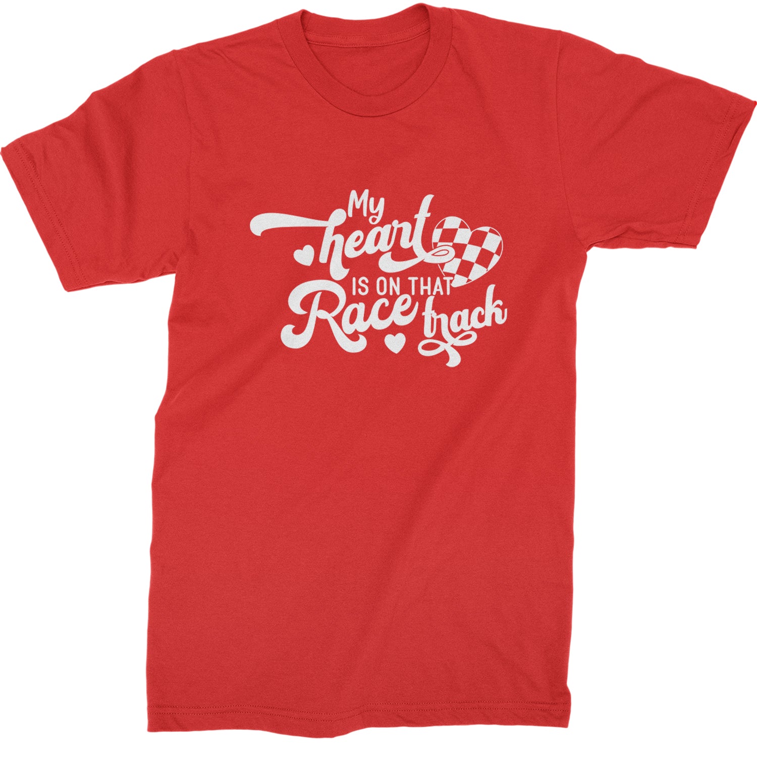 My Heart Is On That Race Track Mens T-shirt Red