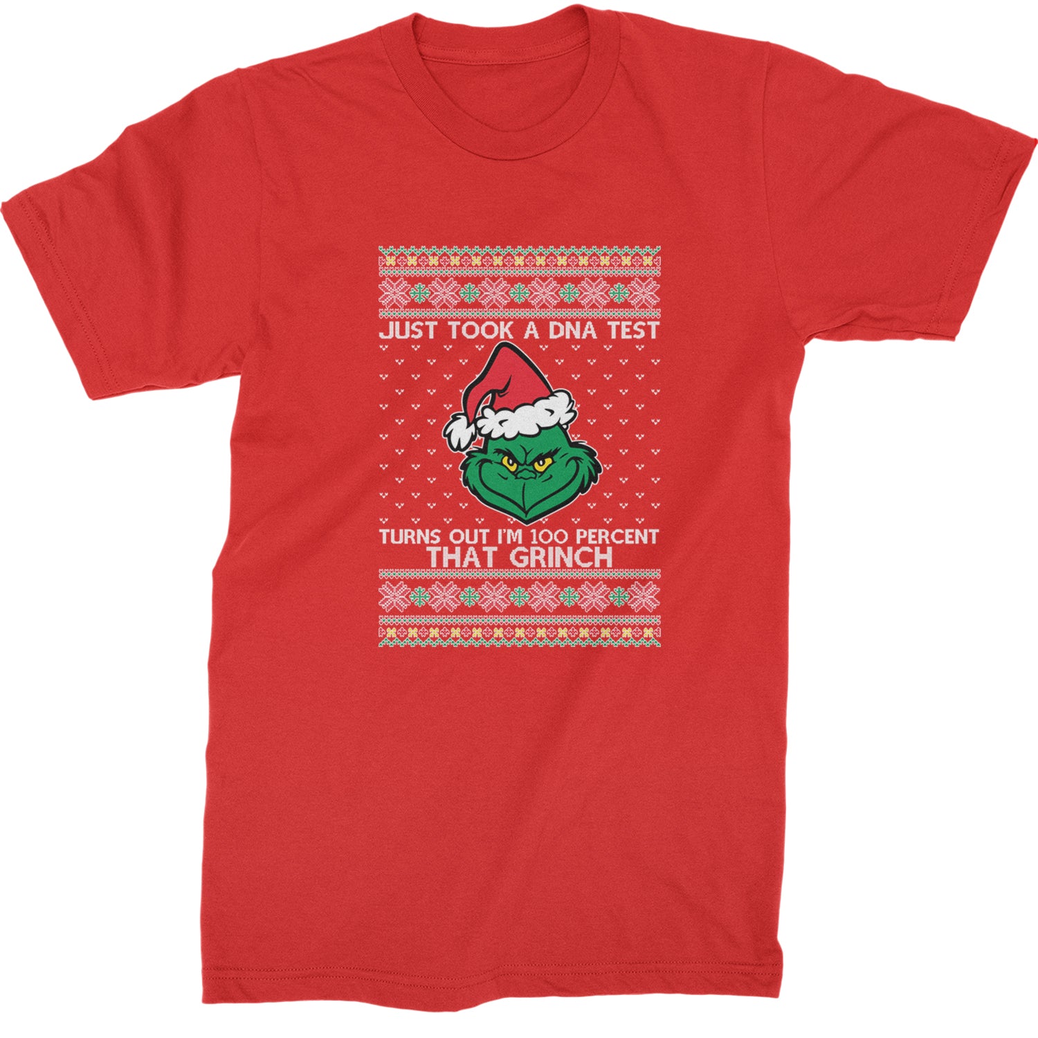 One Hundred Percent That Gr-nch Ugly Christmas Mens T-shirt Red