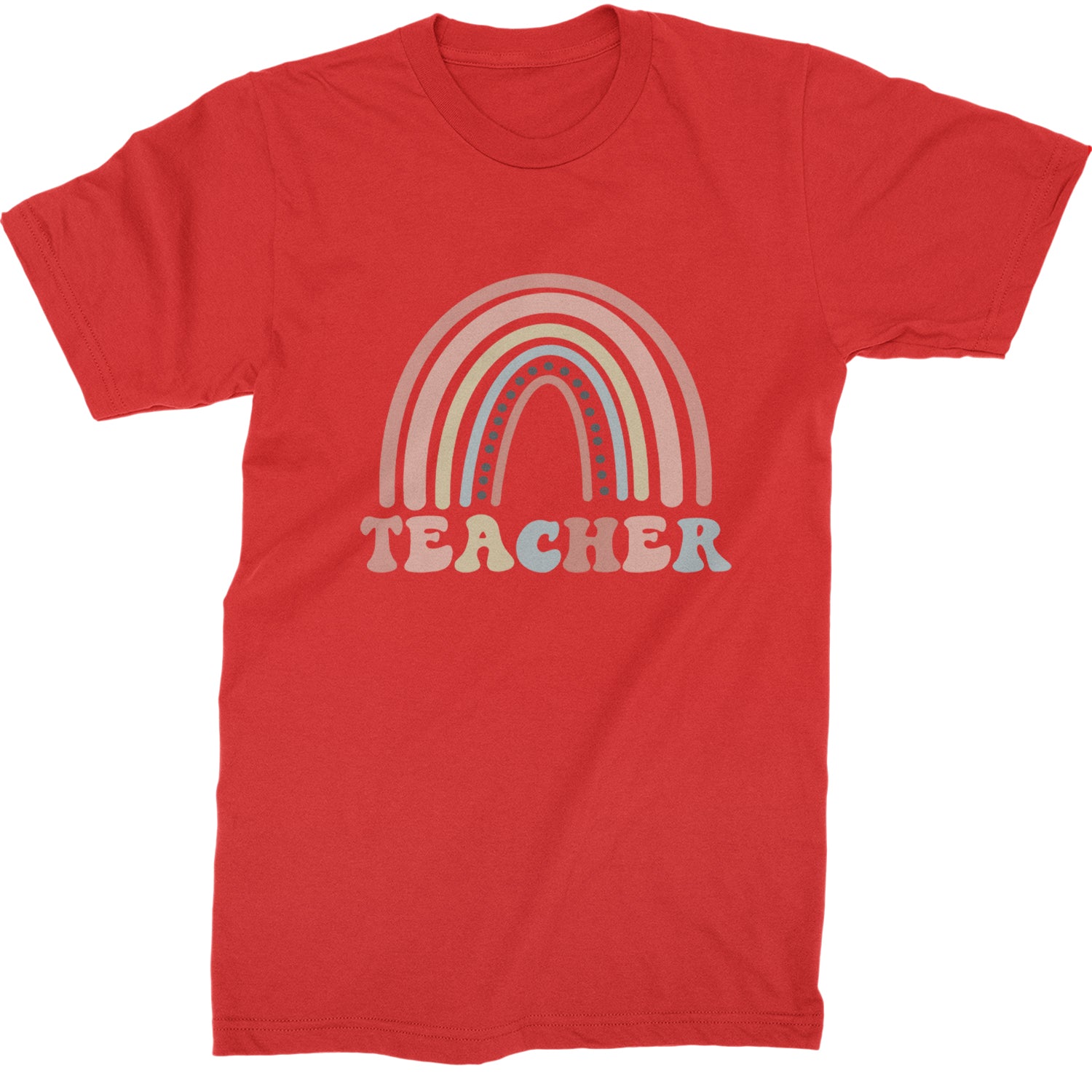 Teacher Pastel Rainbow  Mens T-shirt Red