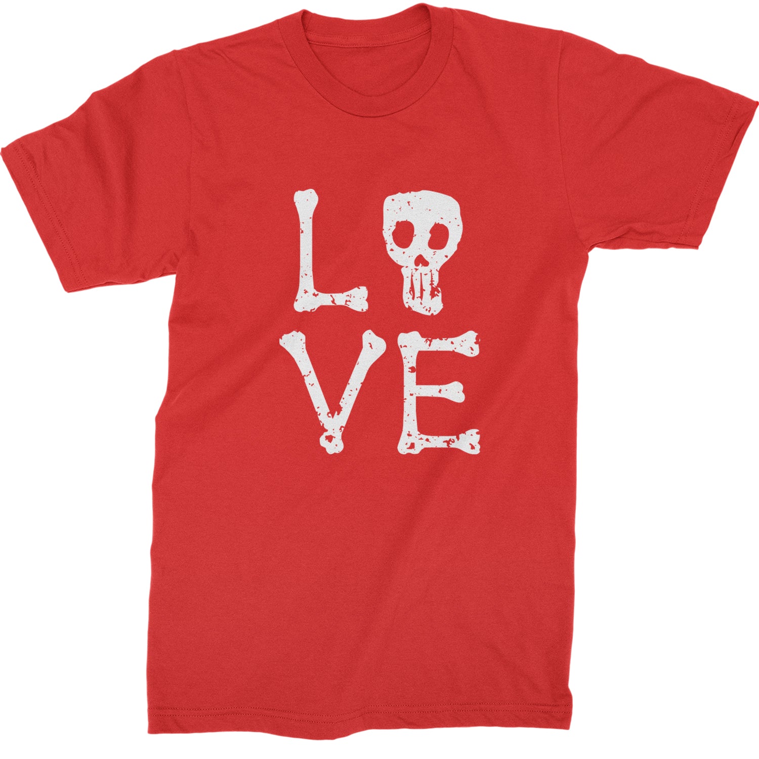 Love Skeleton Bones Mens T-shirt Red