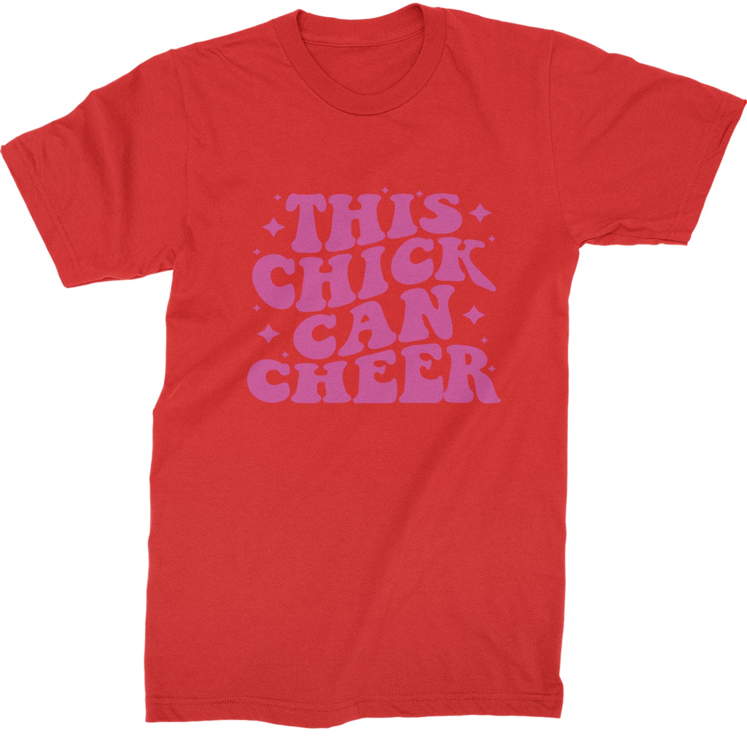 This Chick Can Cheer Mens T-shirt Red