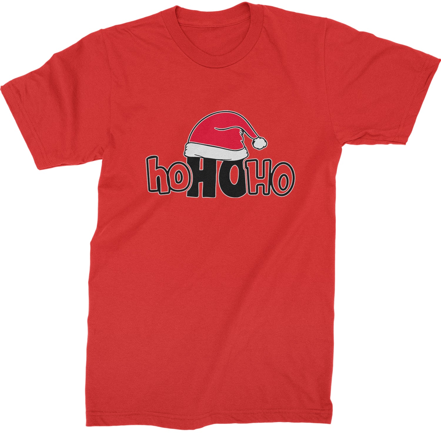 Ho Ho Ho Santa Christmas Hat  Mens T-shirt Red