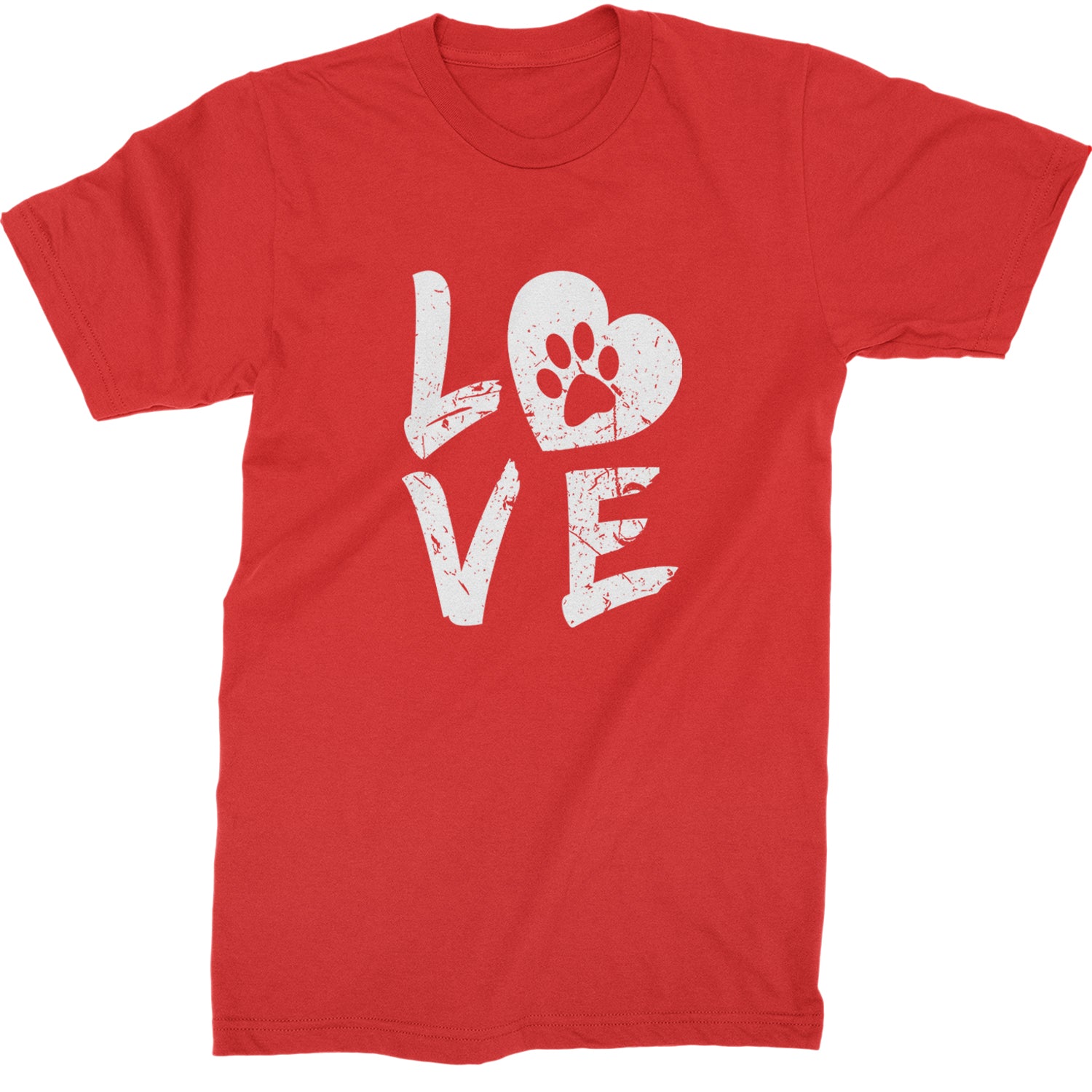 I Love My Dog Paw Print  Mens T-shirt Red