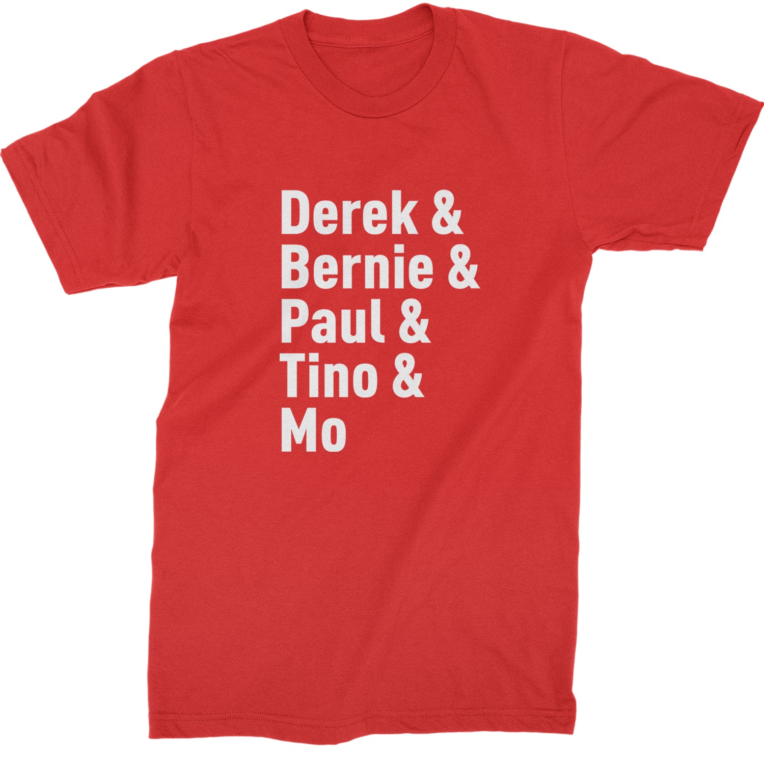 Derek & Bernie & Paul & Tino & Mo Mens T-shirt Red