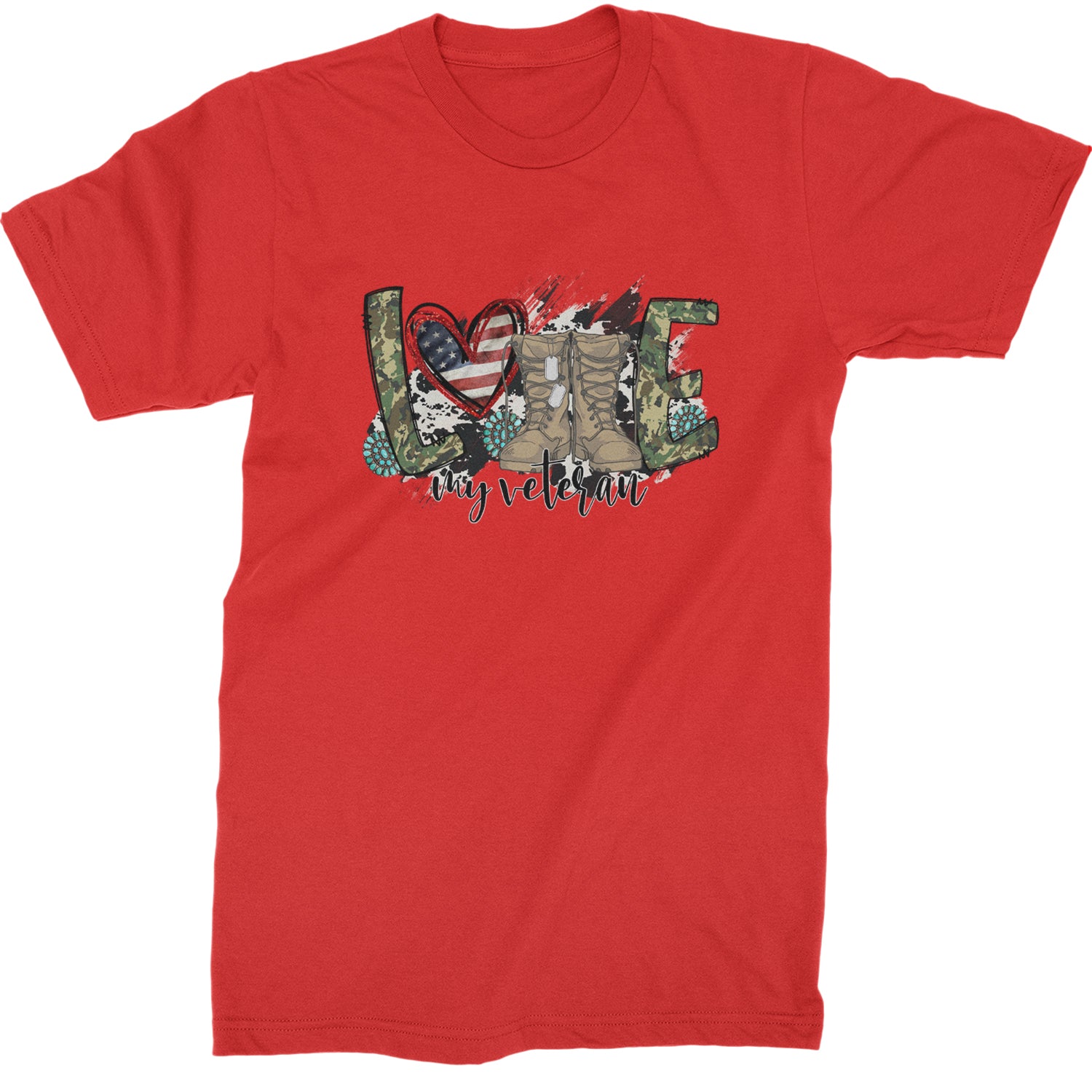 Love My Veteran Honor Veterans Day  Mens T-shirt Red