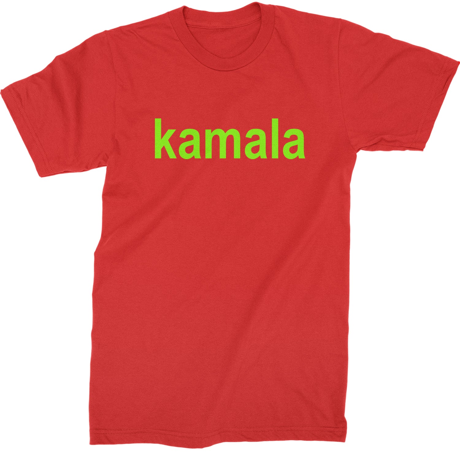 Kamala Bright Green Brat Coconut Tree Mens T-shirt Red