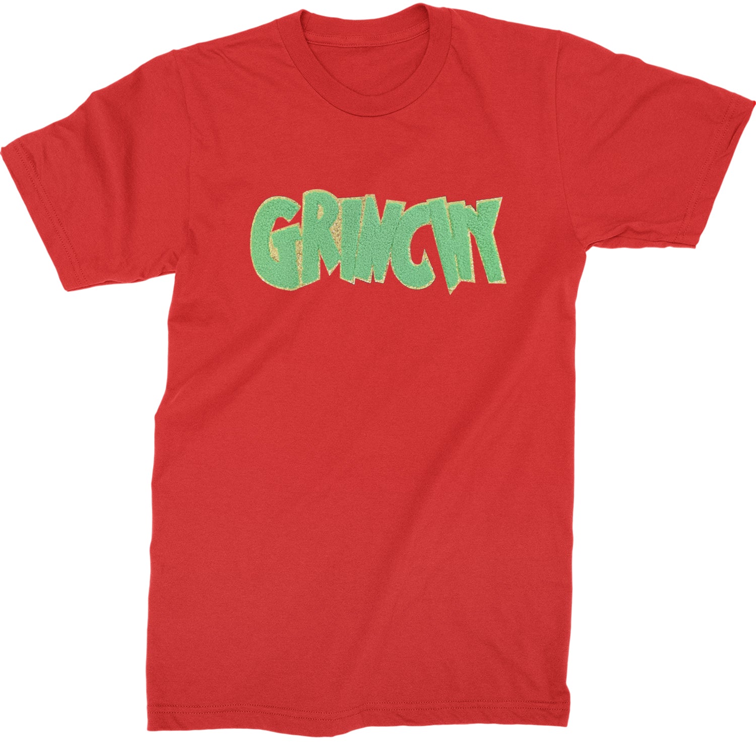 Green Gr-nchy Chenille Patch  Mens T-shirt Red