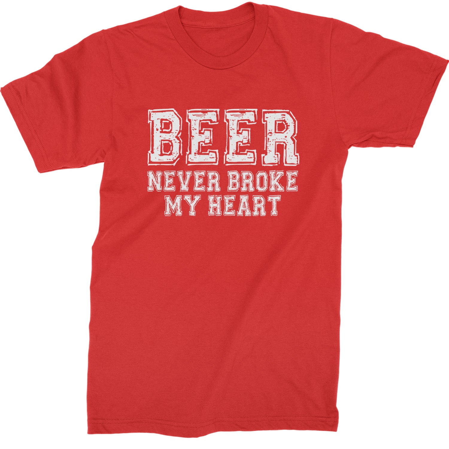 Beer Never Broke My Heart Funny Drinking Mens T-shirt Red