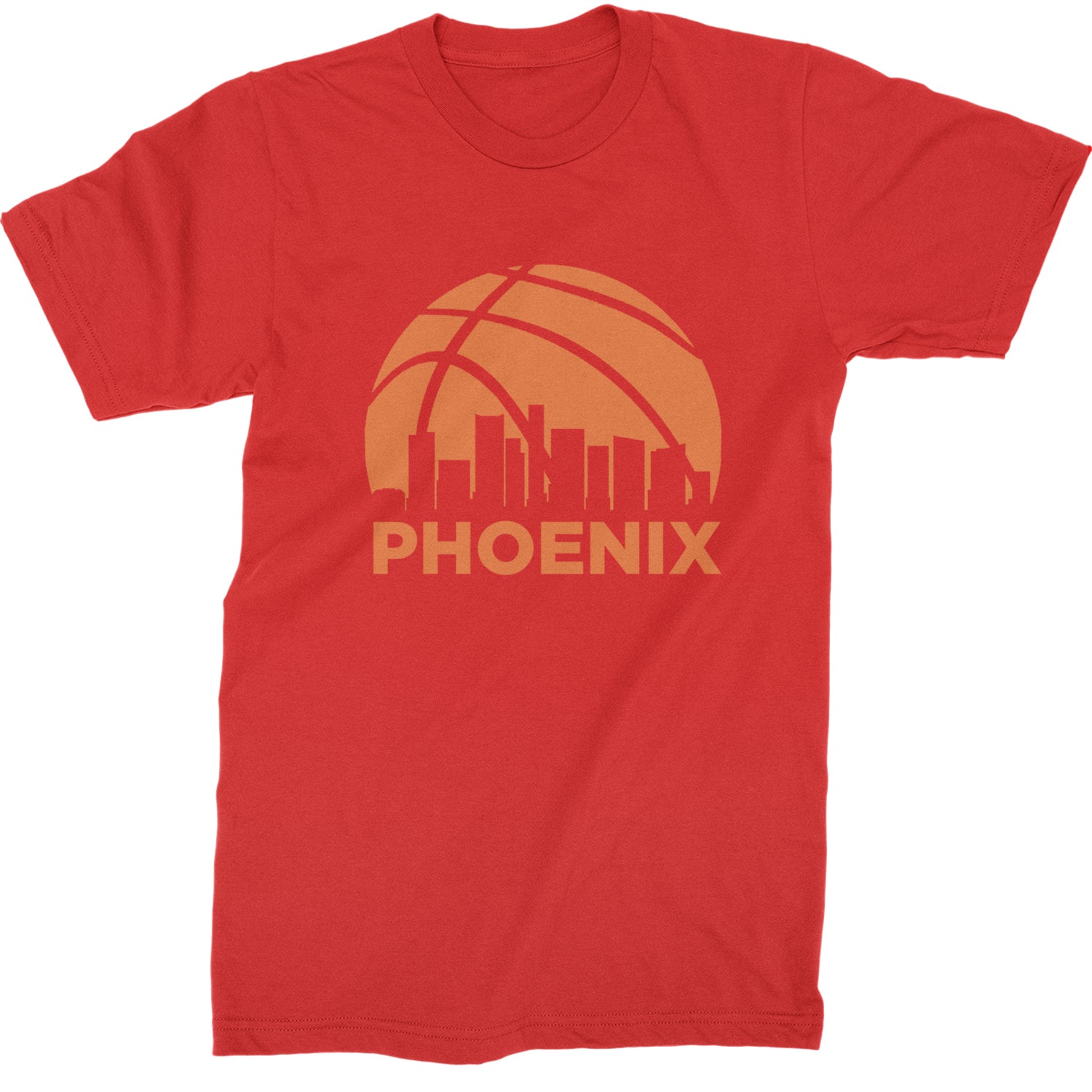 Phoenix Basketball Sunset City Skyline Mens T-shirt Red