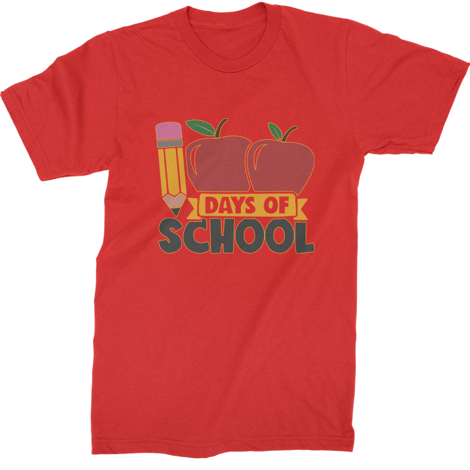 100 Days Of School Apple Pencil  Mens T-shirt Red