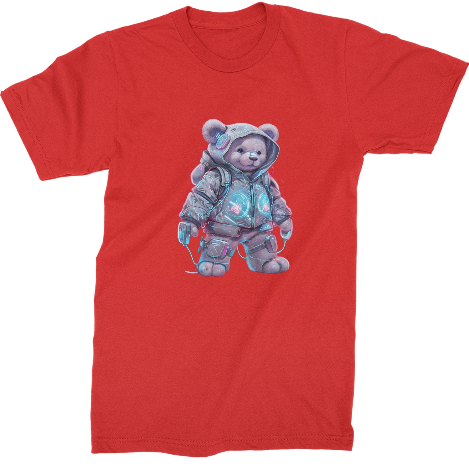 Cyberpunk Adventure Urban Graffiti Bear  Mens T-shirt Red