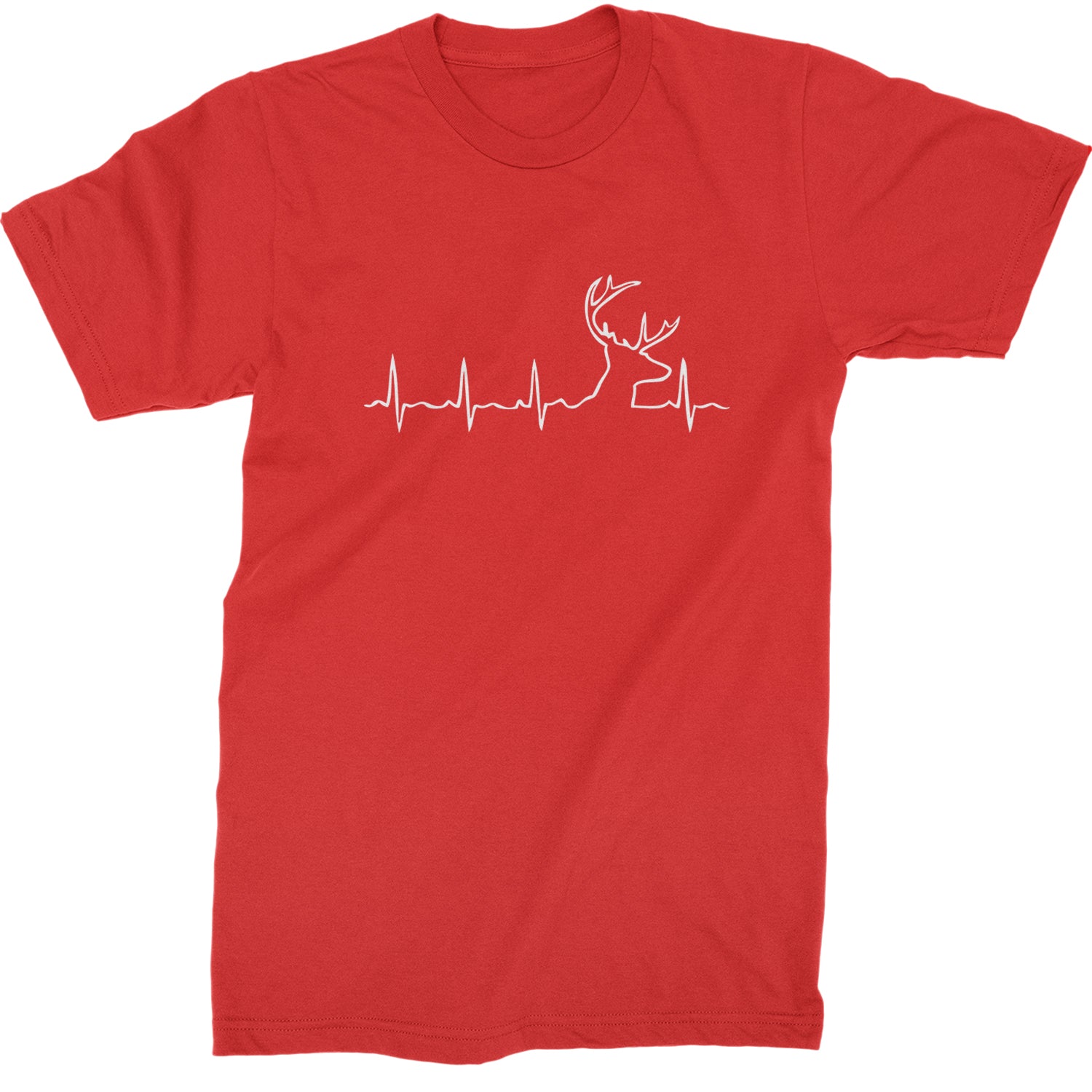 Hunting Heartbeat Deer Hunter Buck Stag Antlers  Mens T-shirt Red