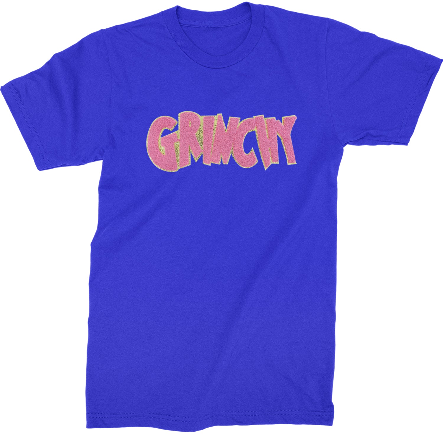 Pink Gr-nchy Chenille Patch  Mens T-shirt Royal Blue