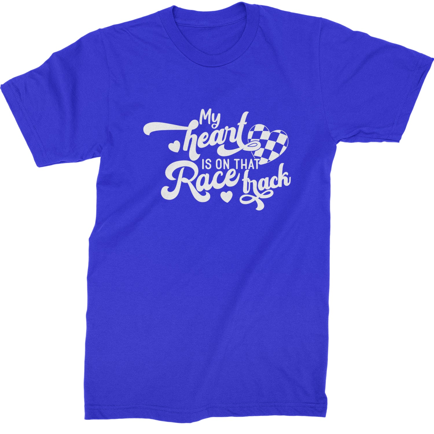 My Heart Is On That Race Track Mens T-shirt Royal Blue