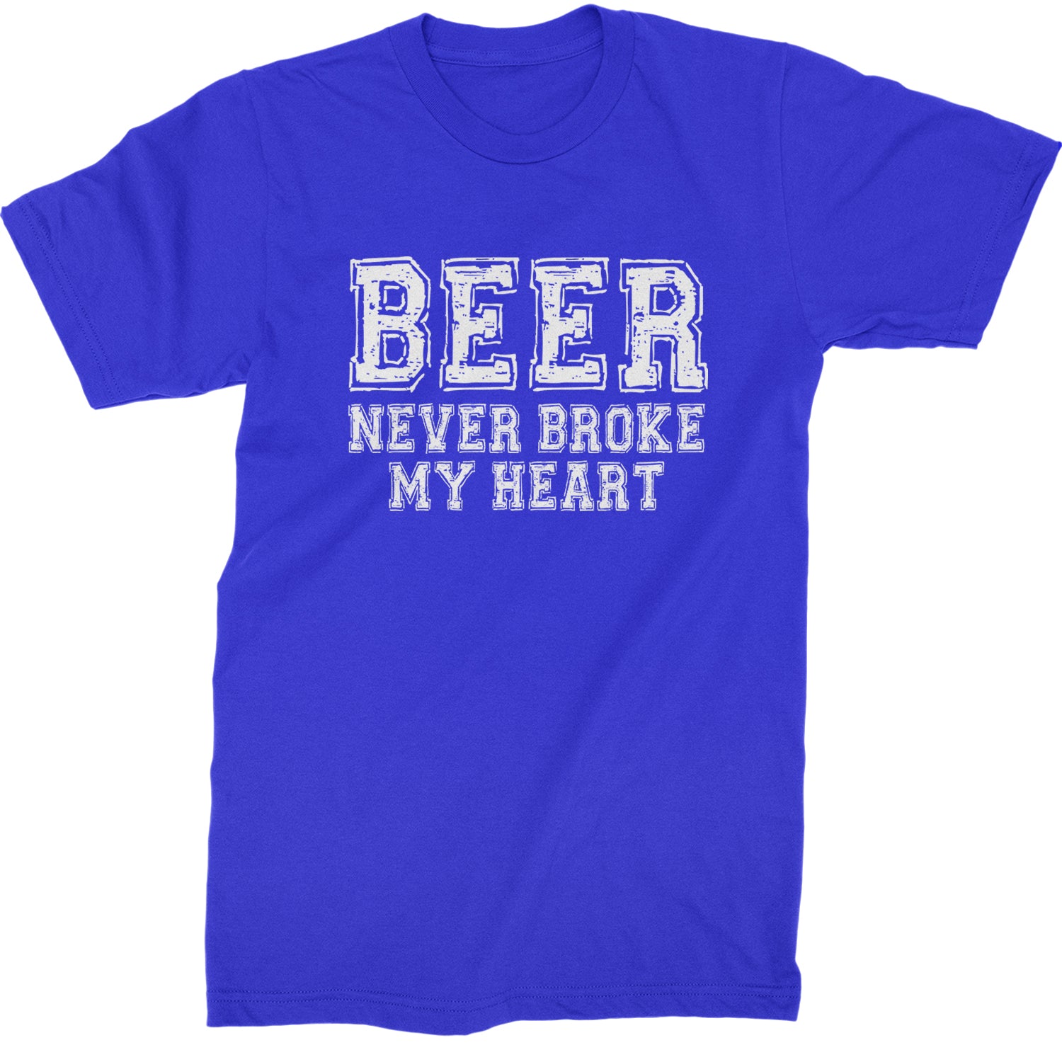 Beer Never Broke My Heart Funny Drinking Mens T-shirt Royal Blue