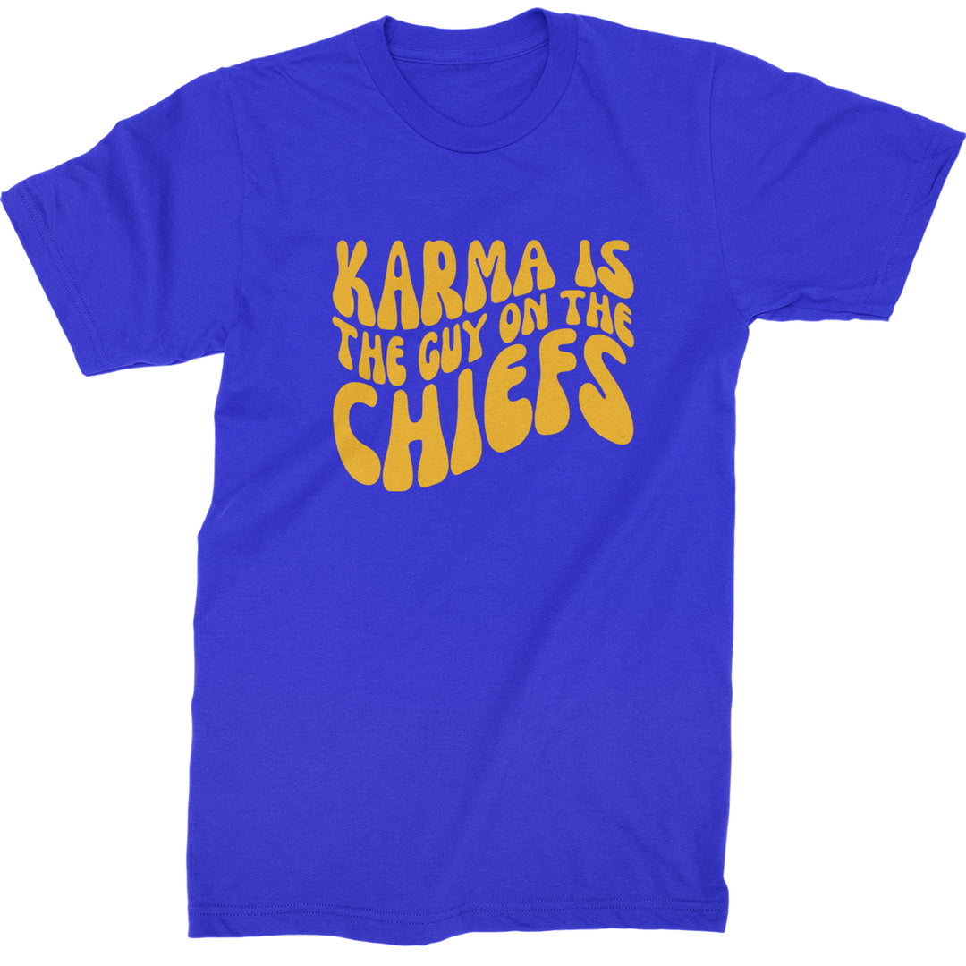 Karma Is The Guy On The Chiefs Boyfriend Mens T-shirt Royal Blue