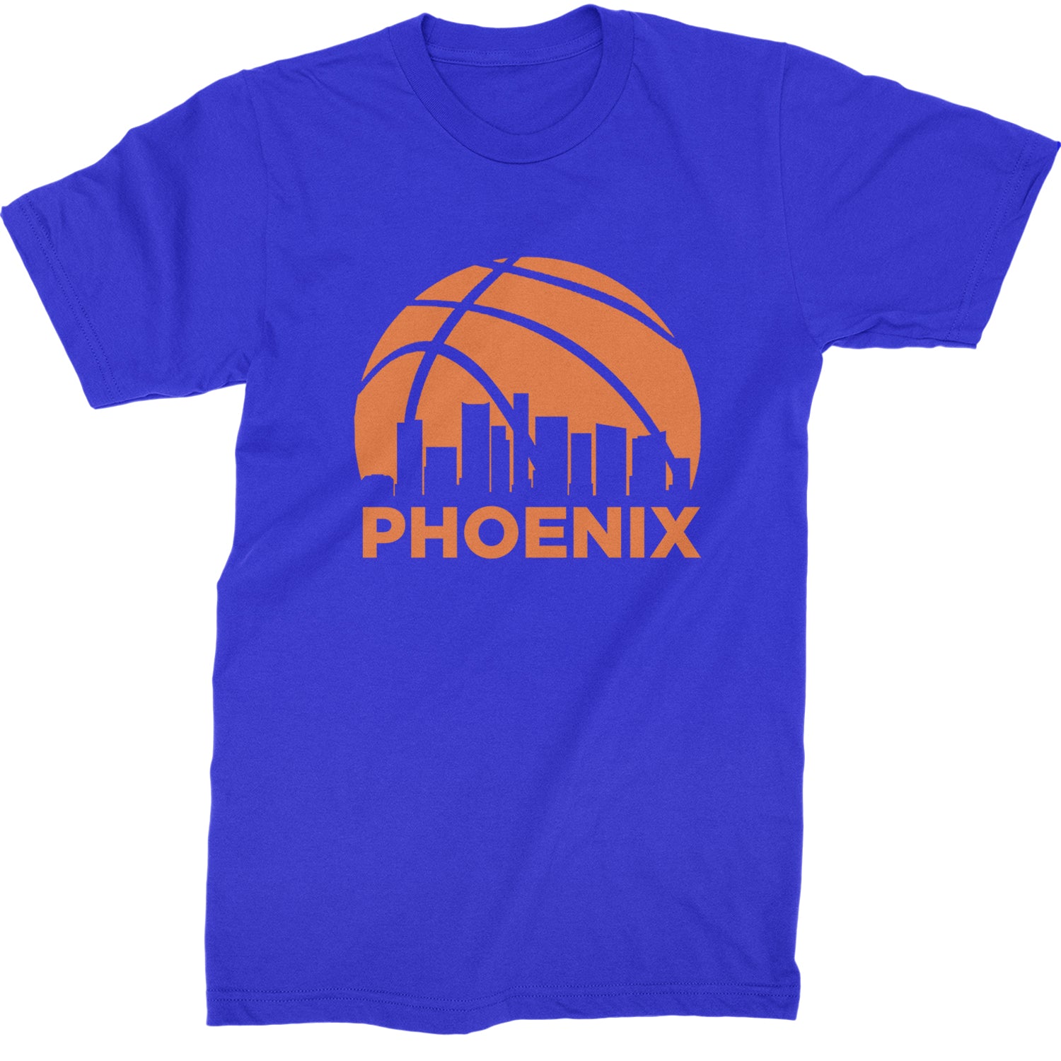 Phoenix Basketball Sunset City Skyline Mens T-shirt Royal Blue