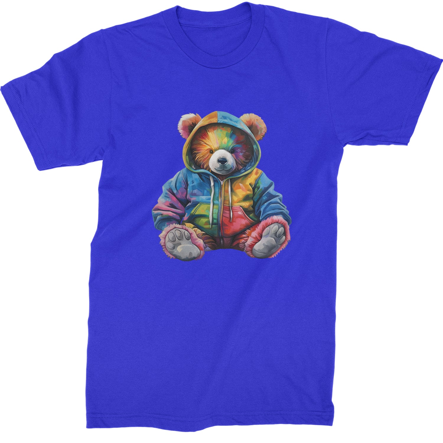 Rainbow Streetwear Urban Graffiti Bear  Mens T-shirt Royal Blue