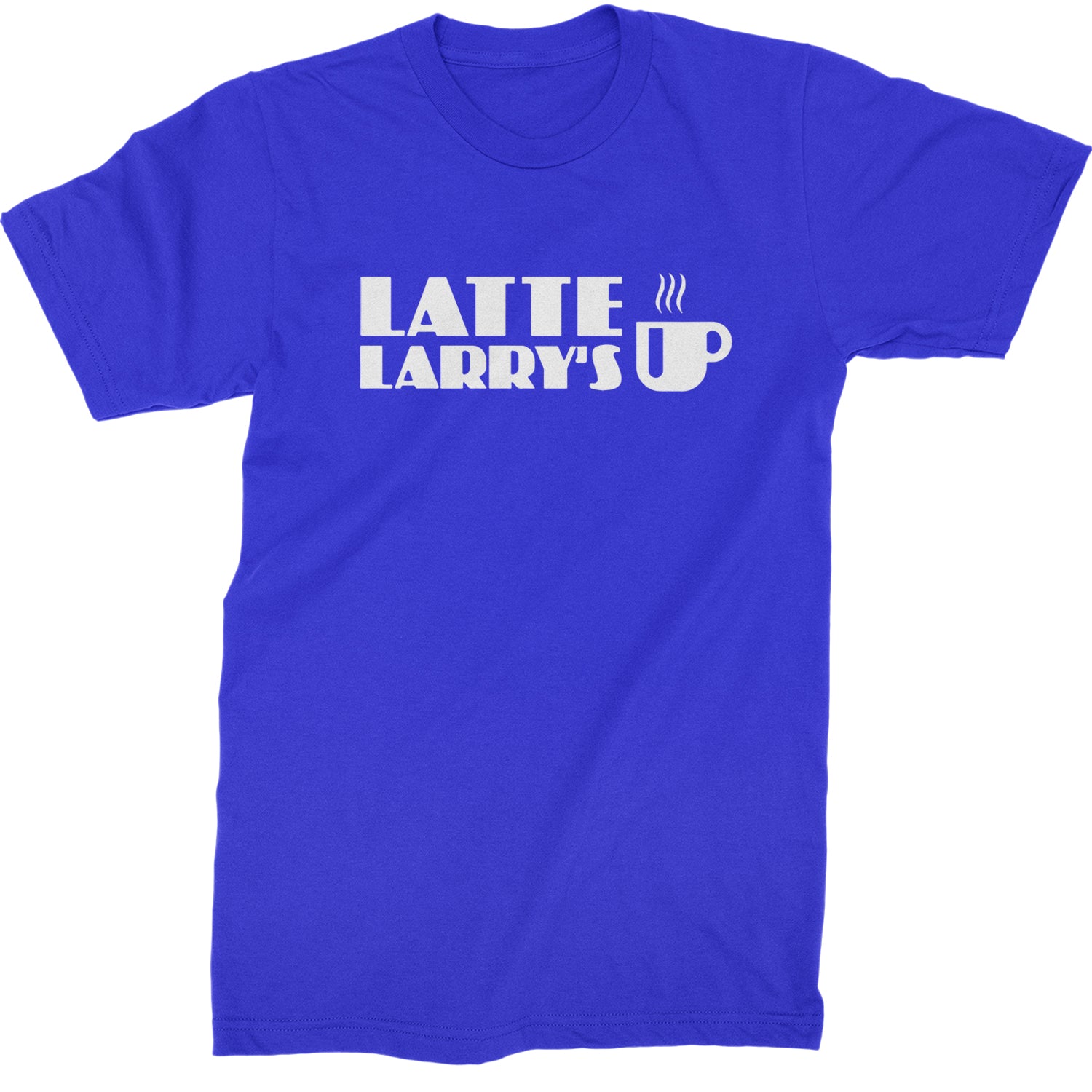 Latte Larry's Enthusiastic Coffee Mens T-shirt Royal Blue