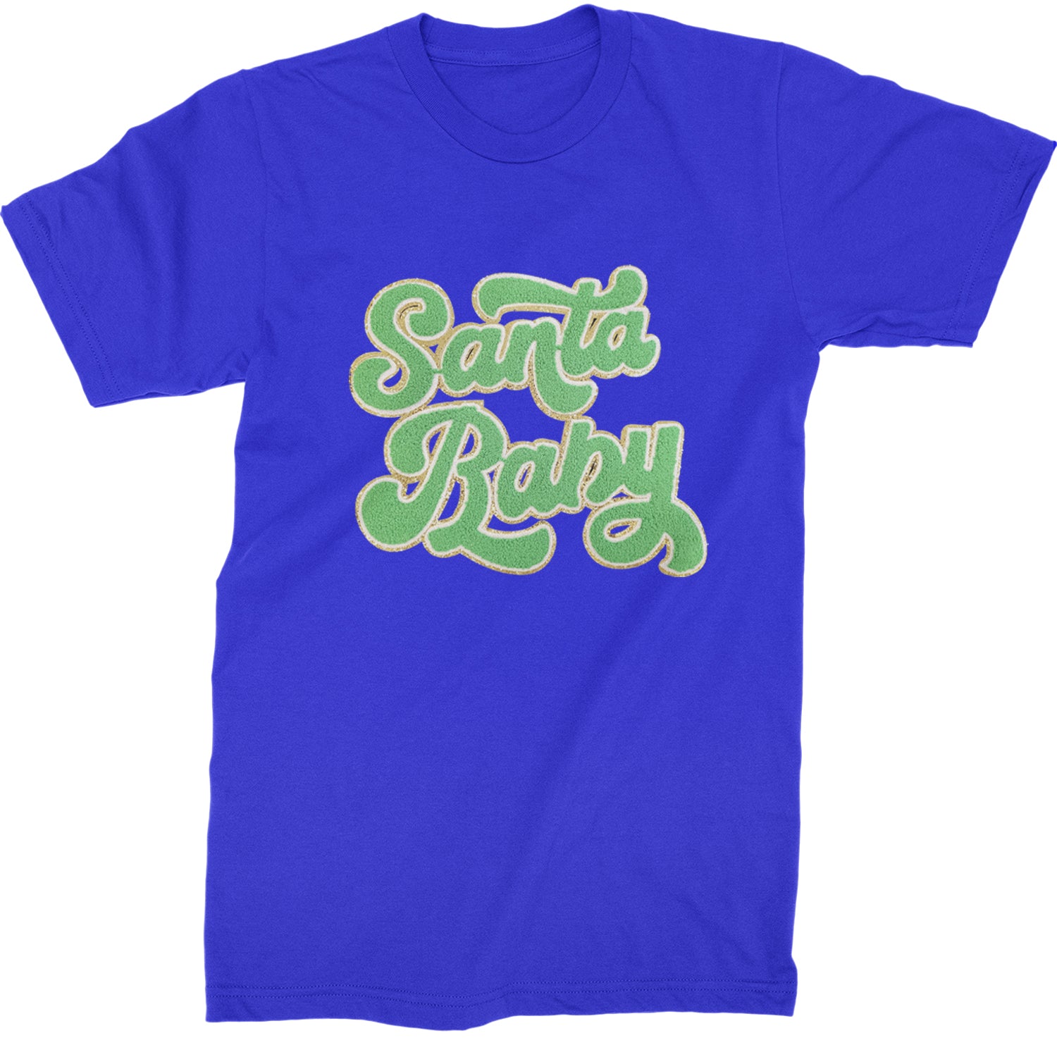 Green Santa Baby Chenille Patch  Mens T-shirt Royal Blue