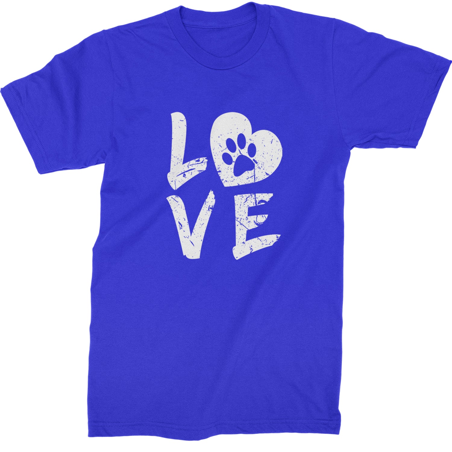 I Love My Dog Paw Print  Mens T-shirt Royal Blue