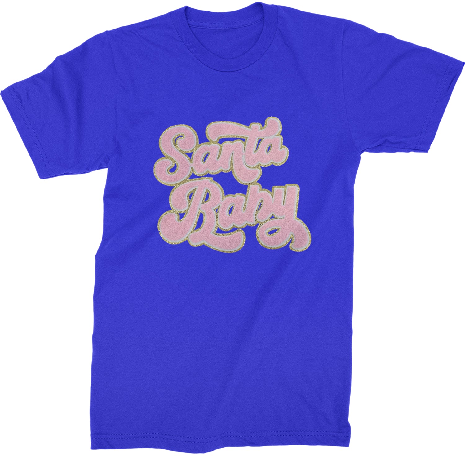 Pink Santa Baby Chenille Patch  Mens T-shirt Royal Blue