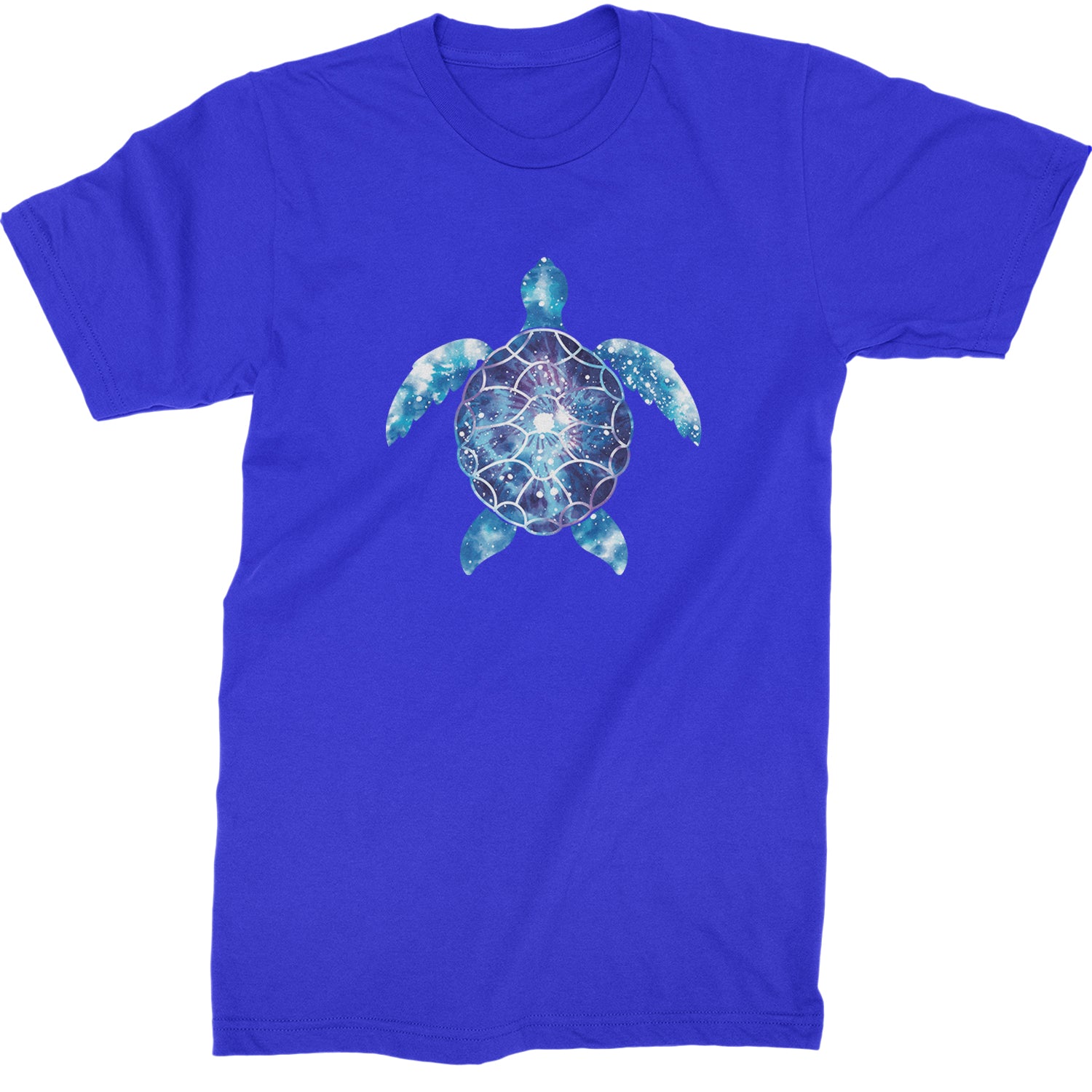 Ocean Aura Tie-Dye Sea Turtle Mens T-shirt Royal Blue