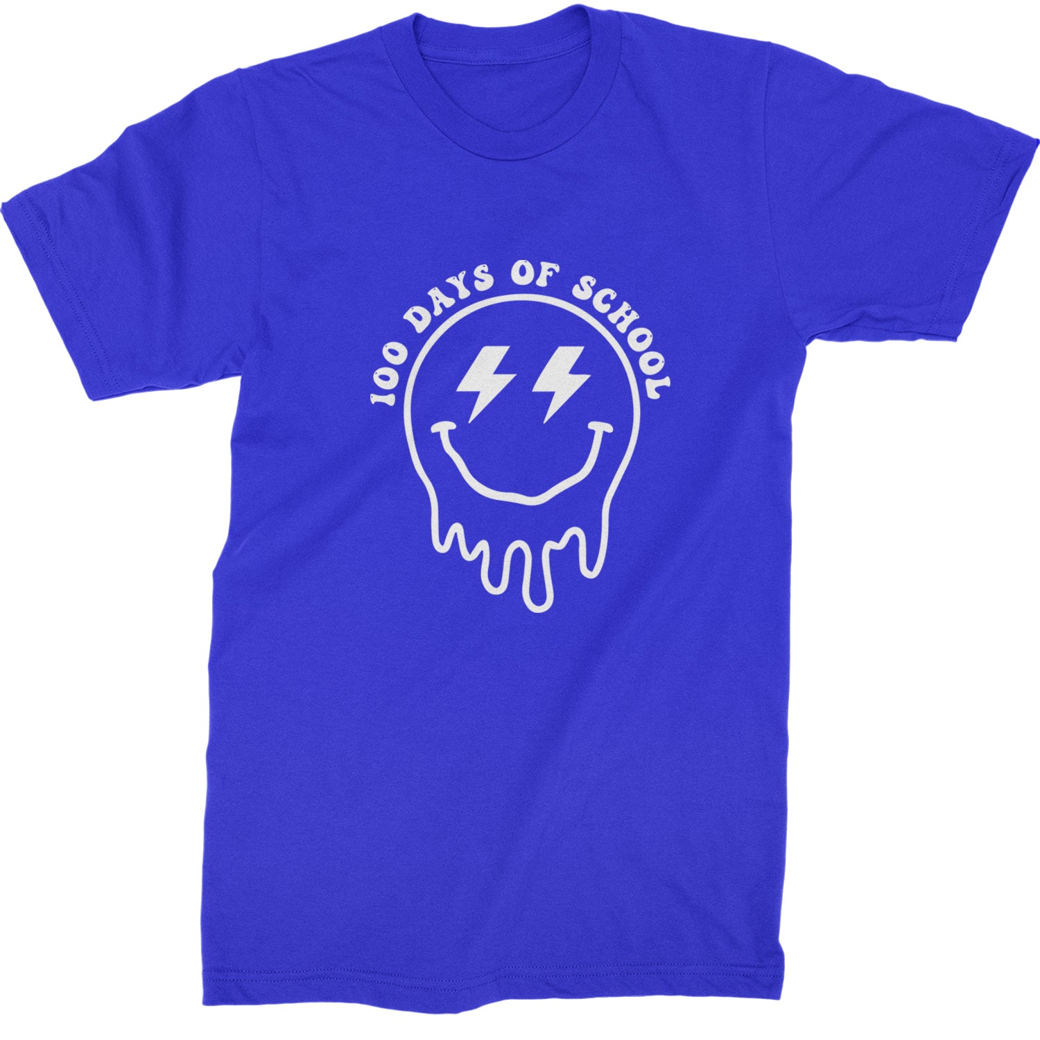 Melting Smile Face 100 Days Of School Mens T-shirt Royal Blue