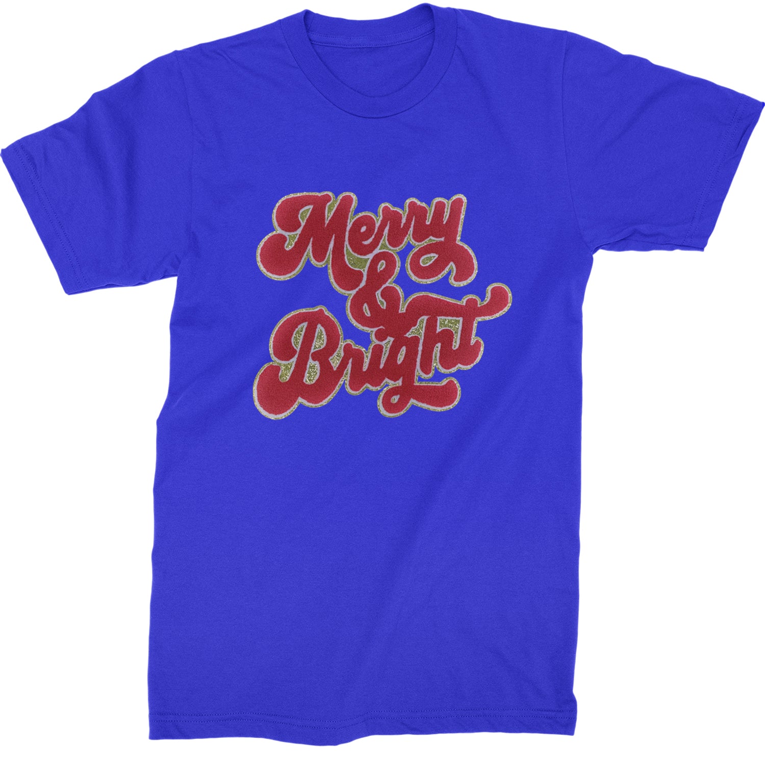 Merry & Bright Chenille Glitter  Mens T-shirt Royal Blue