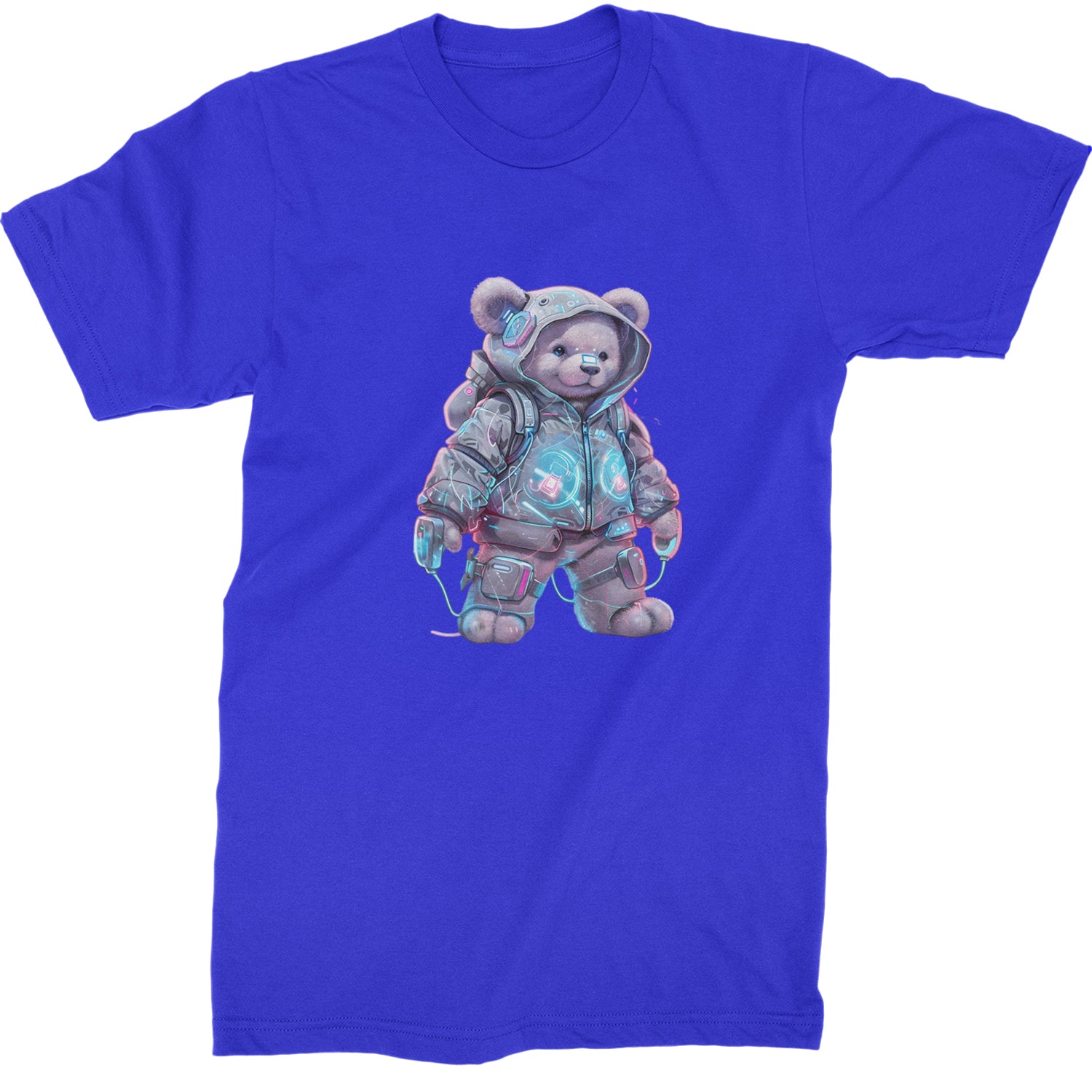 Cyberpunk Adventure Urban Graffiti Bear  Mens T-shirt Royal Blue